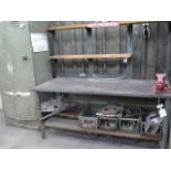 Work Bench w/ Bench Vise, Storage Cabinet and Misc (SOLD AS-IS - NO WARRANTY)