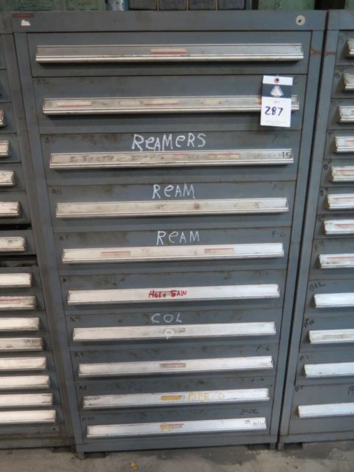 10-Drawer Tooling Cabinet w/ Boring Heads, Reamers and Hole Saws (SOLD AS-IS - NO WARRANTY)