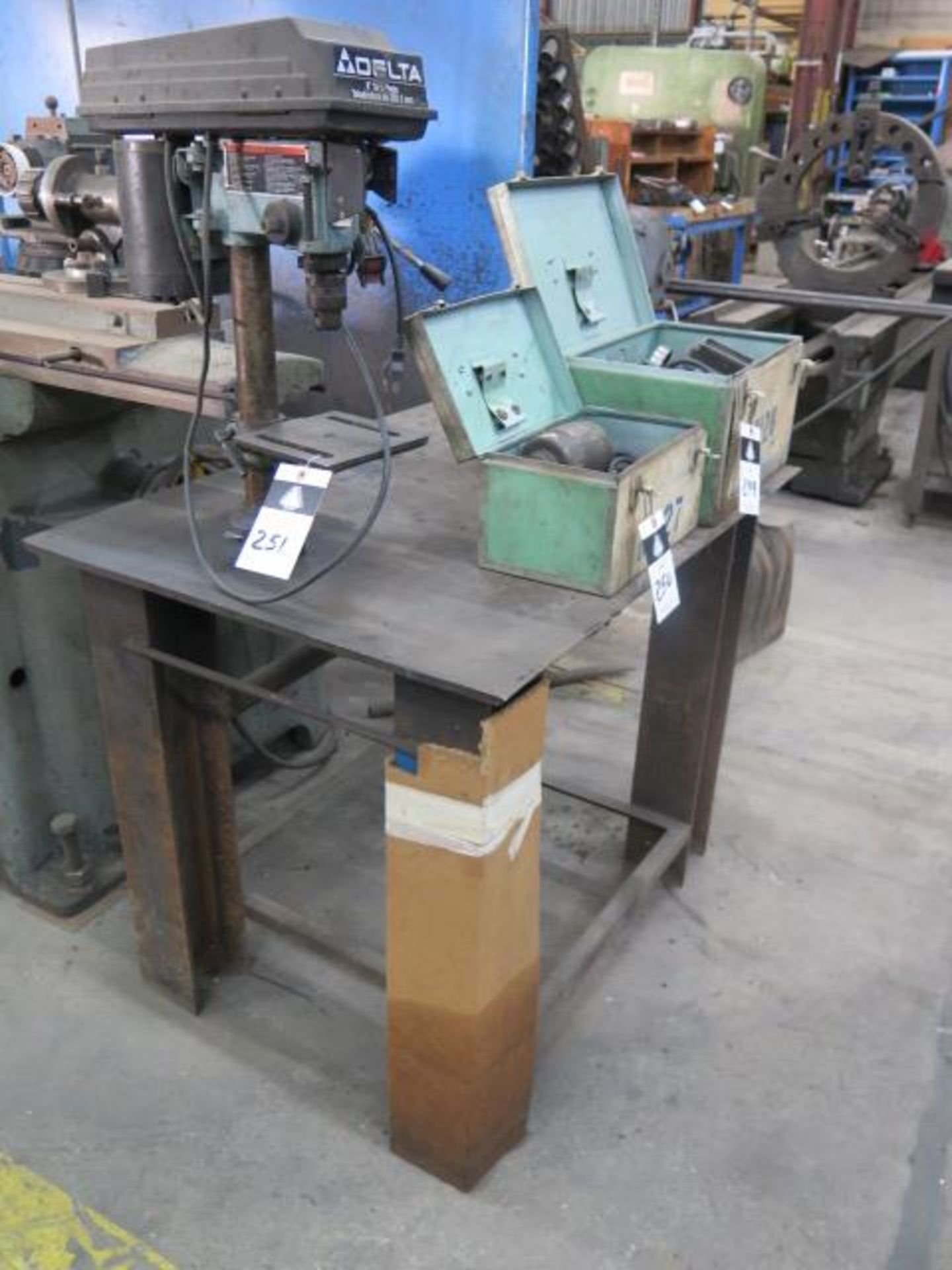 30 1/2" x 39 1/2" Steel Table w/ Delta 8" Drill Press (SOLD AS-IS - NO WARRANTY)