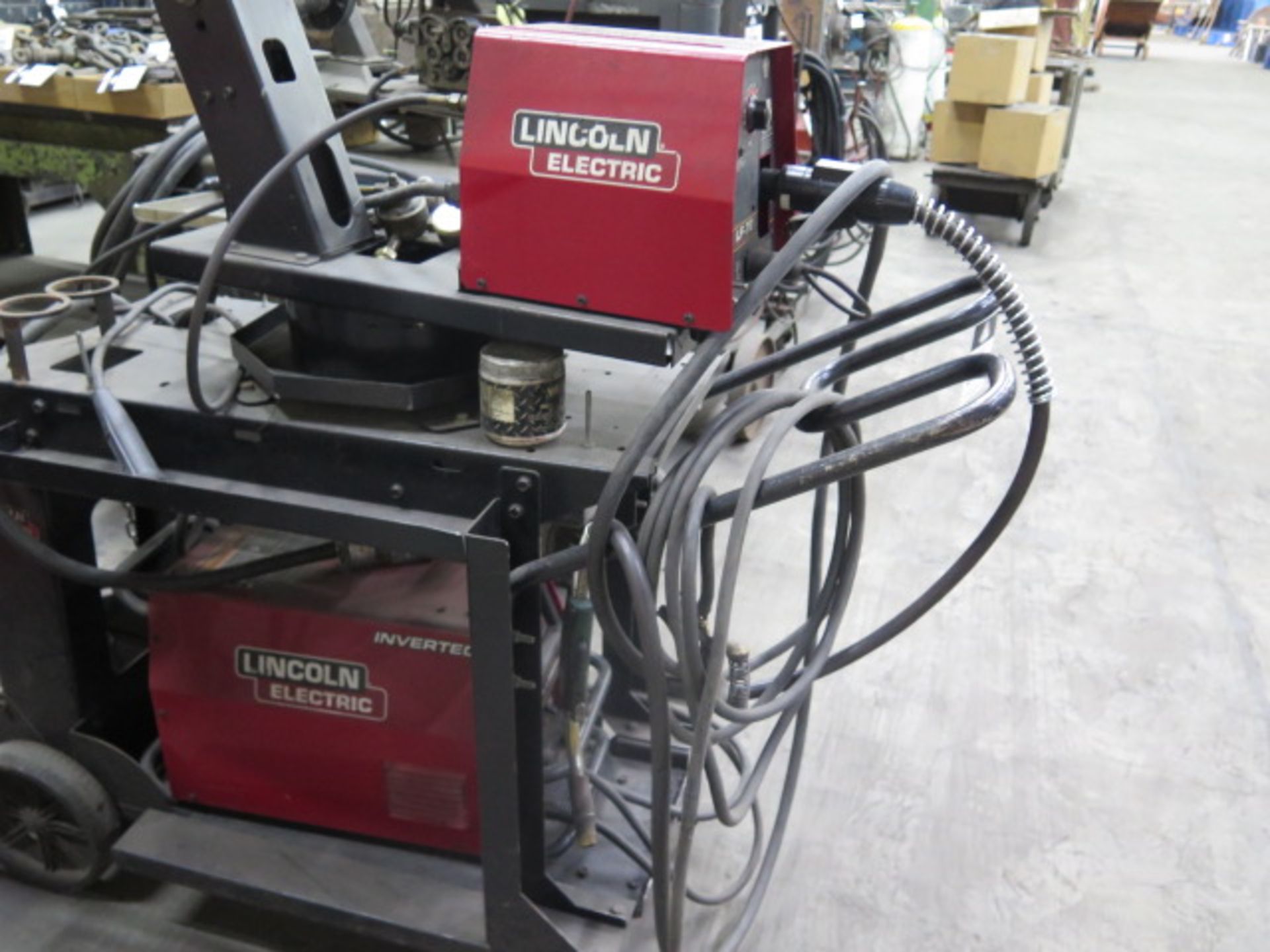 Lincoln Inertec V350 PRO Arc Welding Power Source w/ Lincoln LF-72 Wire Feeder, Cart (SOLD AS-IS - - Image 2 of 10