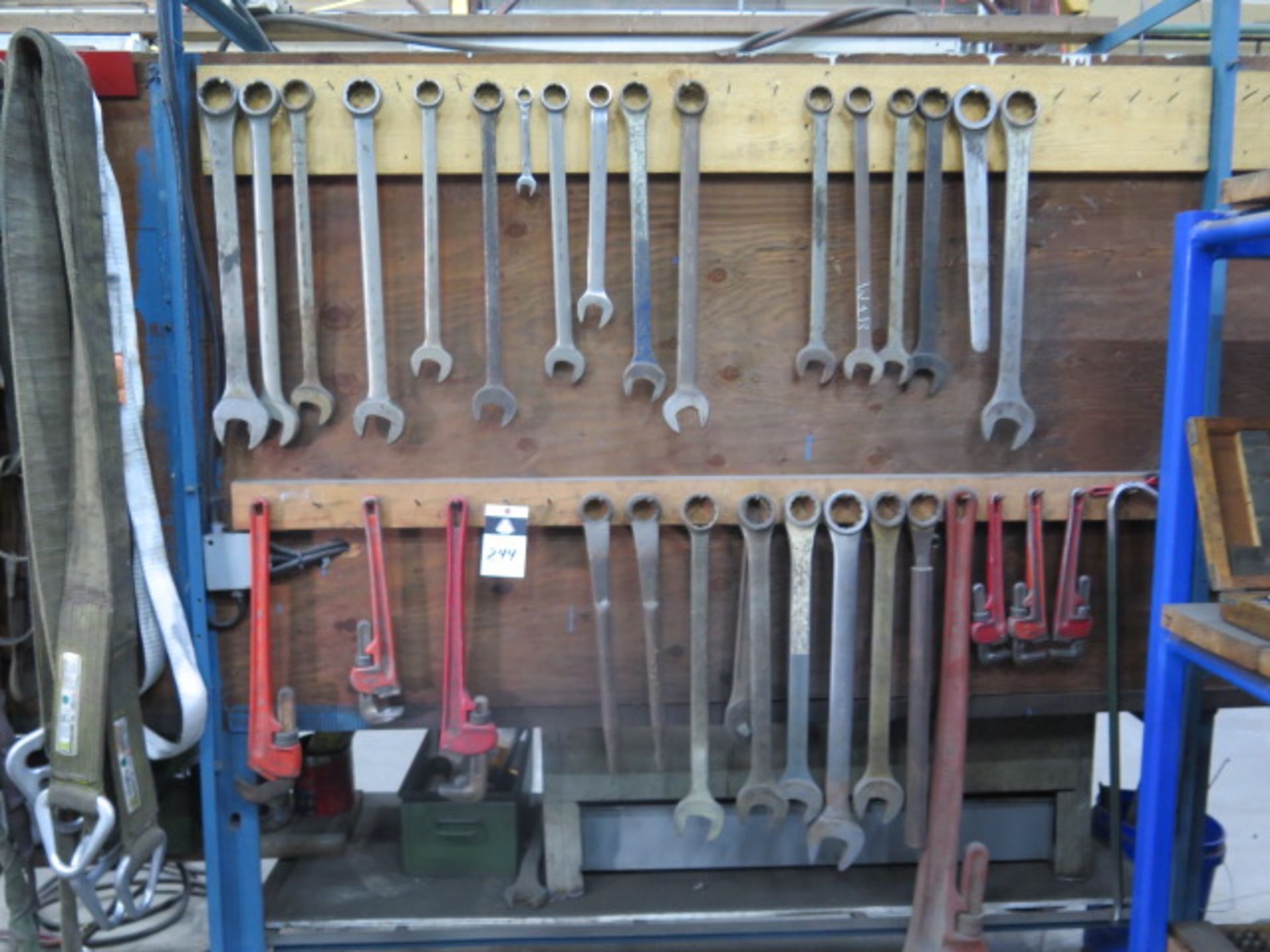 Pipe Wrenches and Wrenches (ON WALL) (SOLD AS-IS - NO WARRANTY)