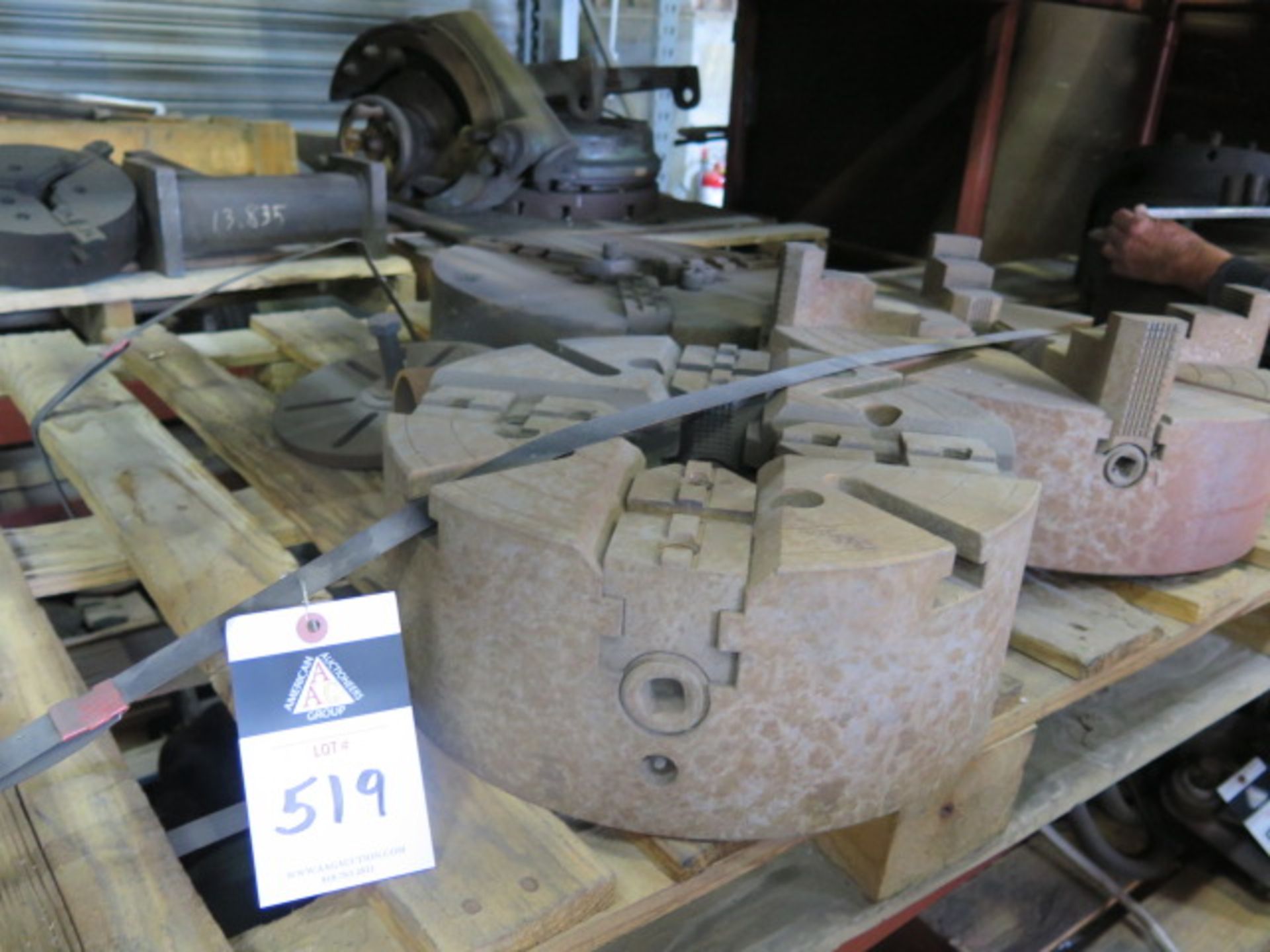 18" 3-Jaw Chuck, 18" 4-Jaw Chuck and 15" 4-Jaw Chuck (SOLD AS-IS - NO WARRANTY)