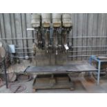 Leland-Gifford 4-Head Gang Drill Press w/ No. 2 Drill Heads, 20” x 56” Table (SOLD AS-IS - NO