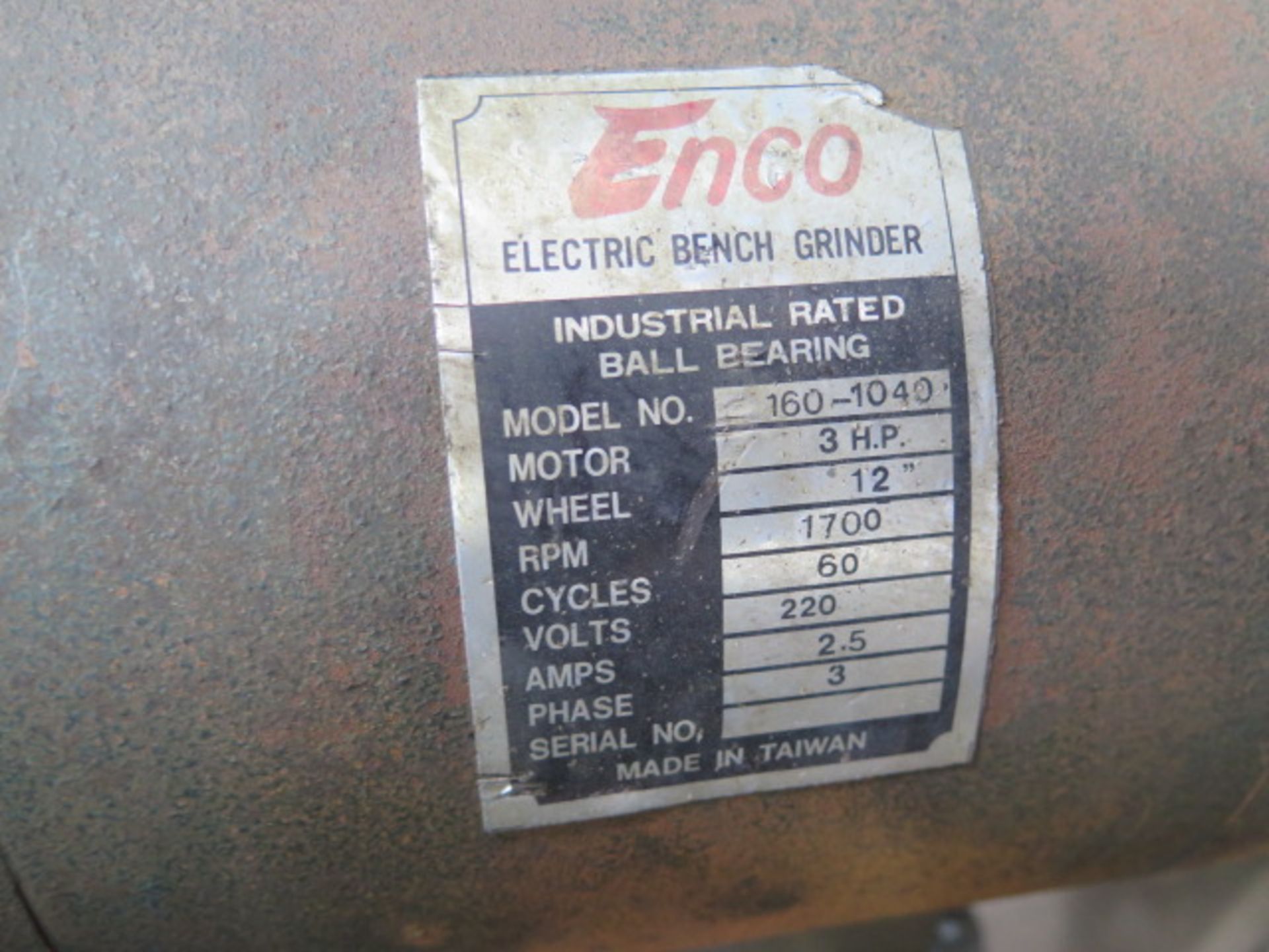 Enco 3Hp 12" Pedestal Grinder (SOLD AS-IS - NO WARRANTY) - Image 5 of 5
