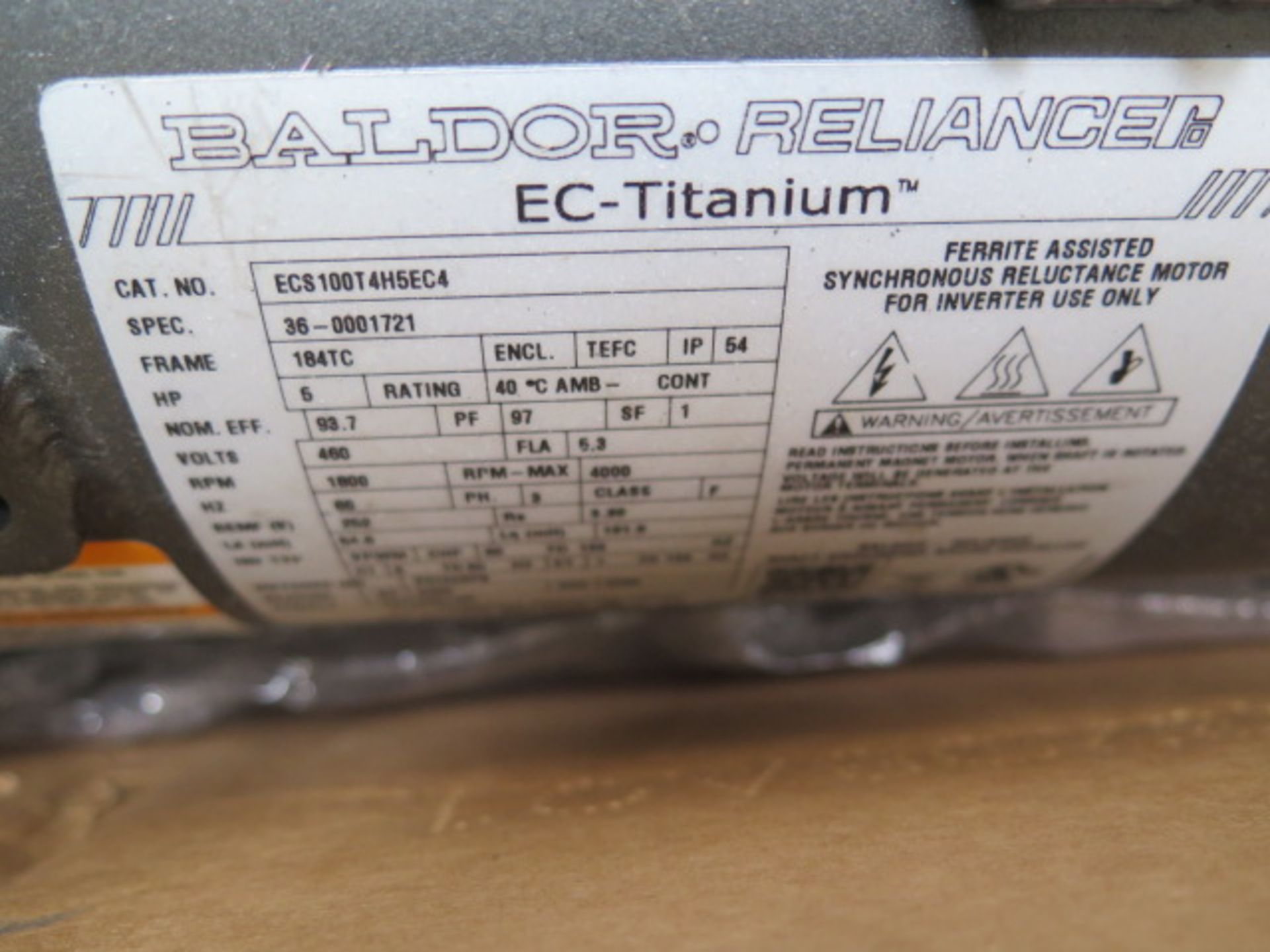 Baldor-Reliance EC-Titanium Series 5Hp Elec Motor w/ Allen Bradley Motor Controller 480V,SOLD AS IS - Image 7 of 8