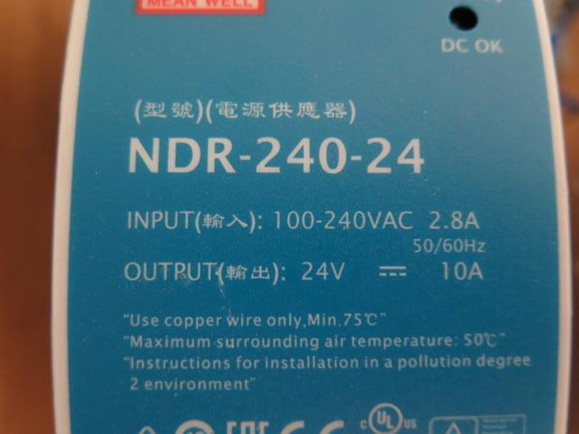 Mean Well mdl. NDR-240-24 100-240VAC Input to 24V 10A Output DC Power Supplies (4) (SOLD AS-IS - NO - Image 6 of 6