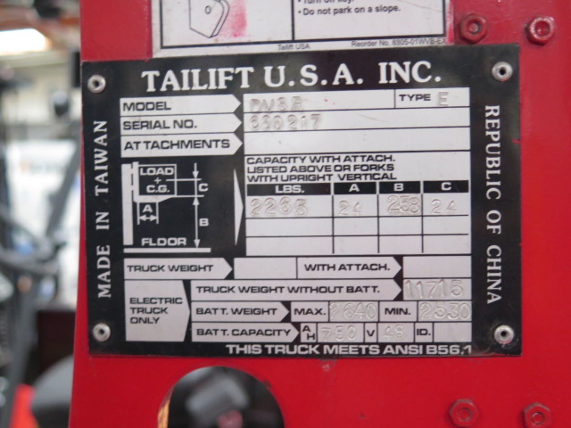 Tailift USADV8SR 2265 Lb Cap Articulating Elect Forklift s/n 600217 w/4-Stage, 258" Lift, SOLD AS IS - Image 18 of 18