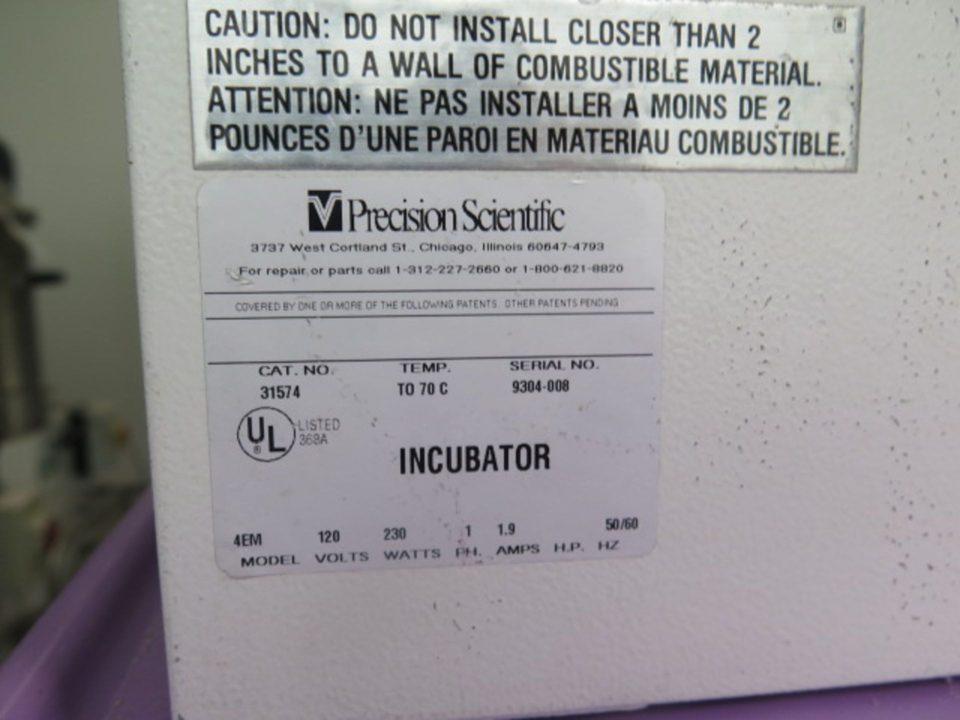 Precision Scientific mdl. 4EM Mechanical Convection Incubator s/n 9304-008 to 70C (SOLD AS-IS - NO - Image 8 of 8