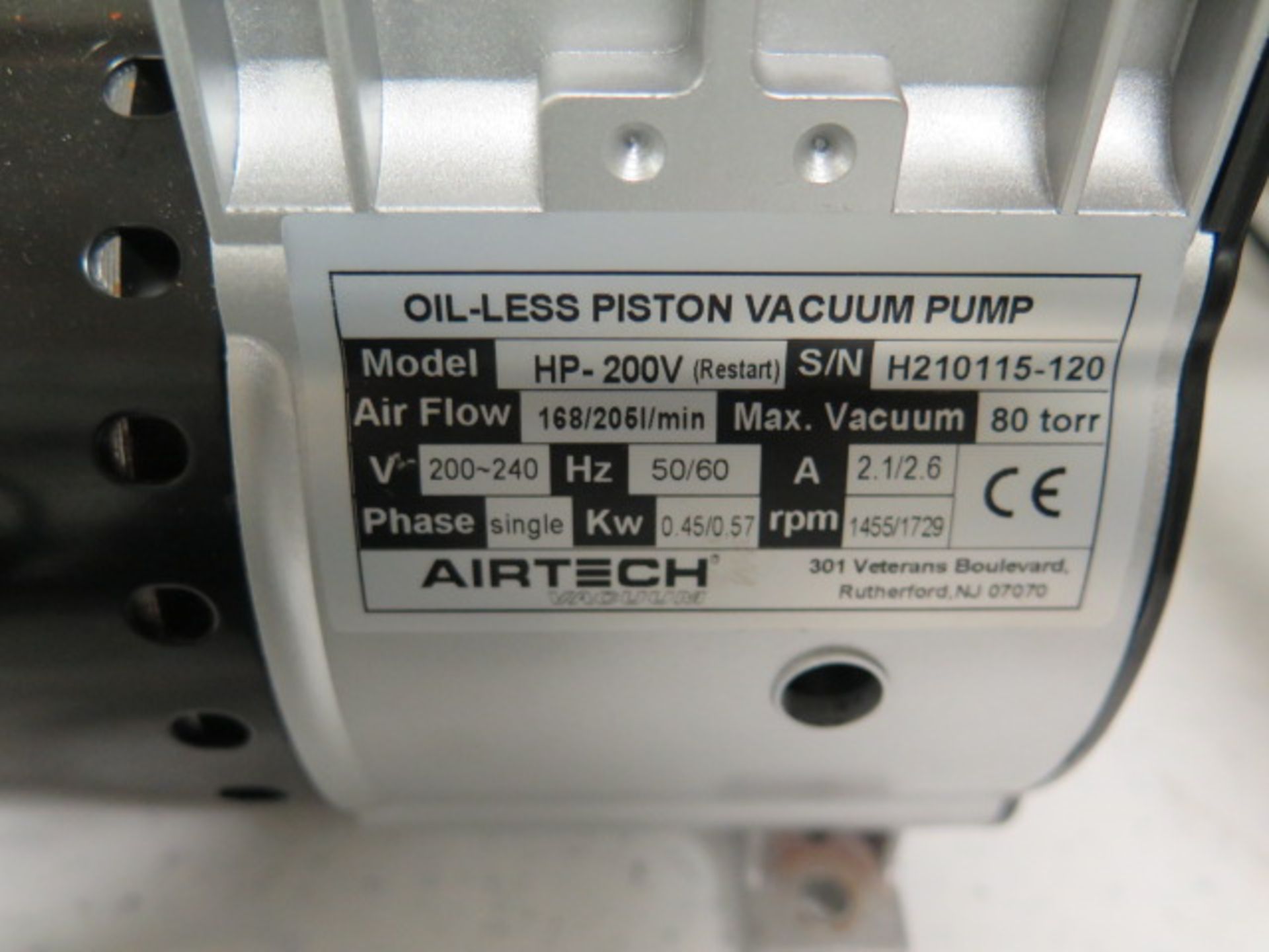 Airtech HP-200V 80 torr Vacuum Pumps (2) 200-240V (SOLD AS-IS - NO WARRANTY) - Image 6 of 6