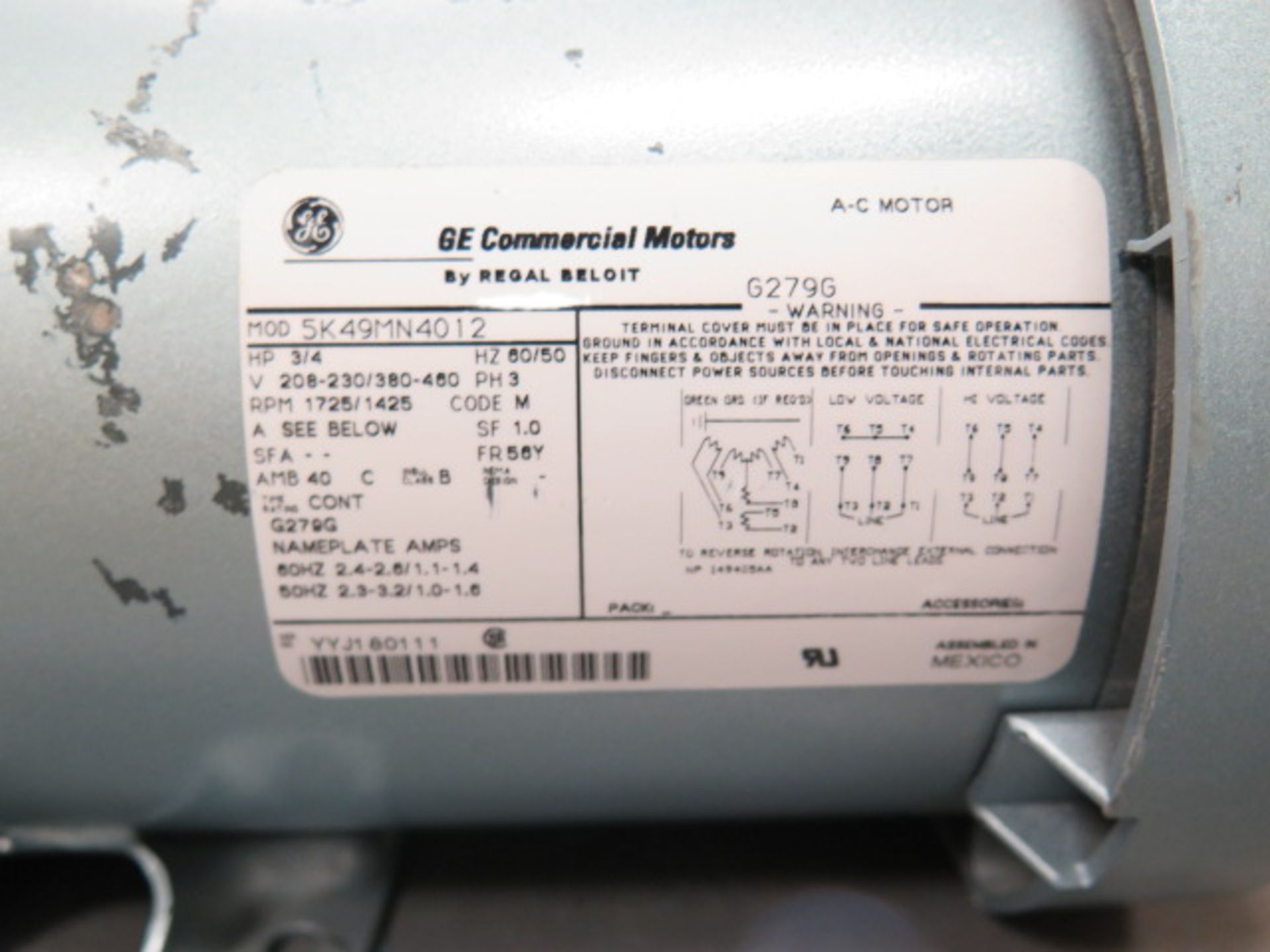 Gast mdl. 1023-101Q-G279 Vacuum Pumps (3) 3/4Hp 208-230/380-460V (SOLD AS-IS - NO WARRANTY) - Image 4 of 5