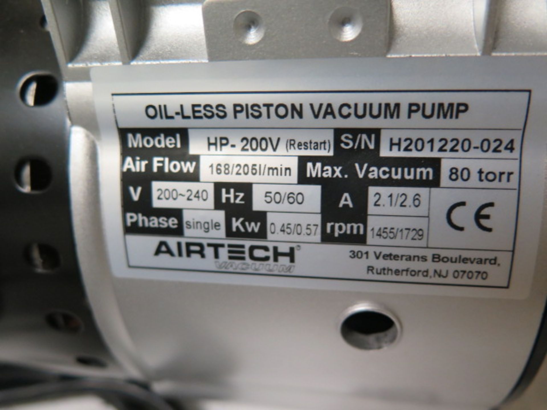 Airtech HP-200V 80 torr Vacuum Pumps (2) 200-240V (SOLD AS-IS - NO WARRANTY) - Image 4 of 4