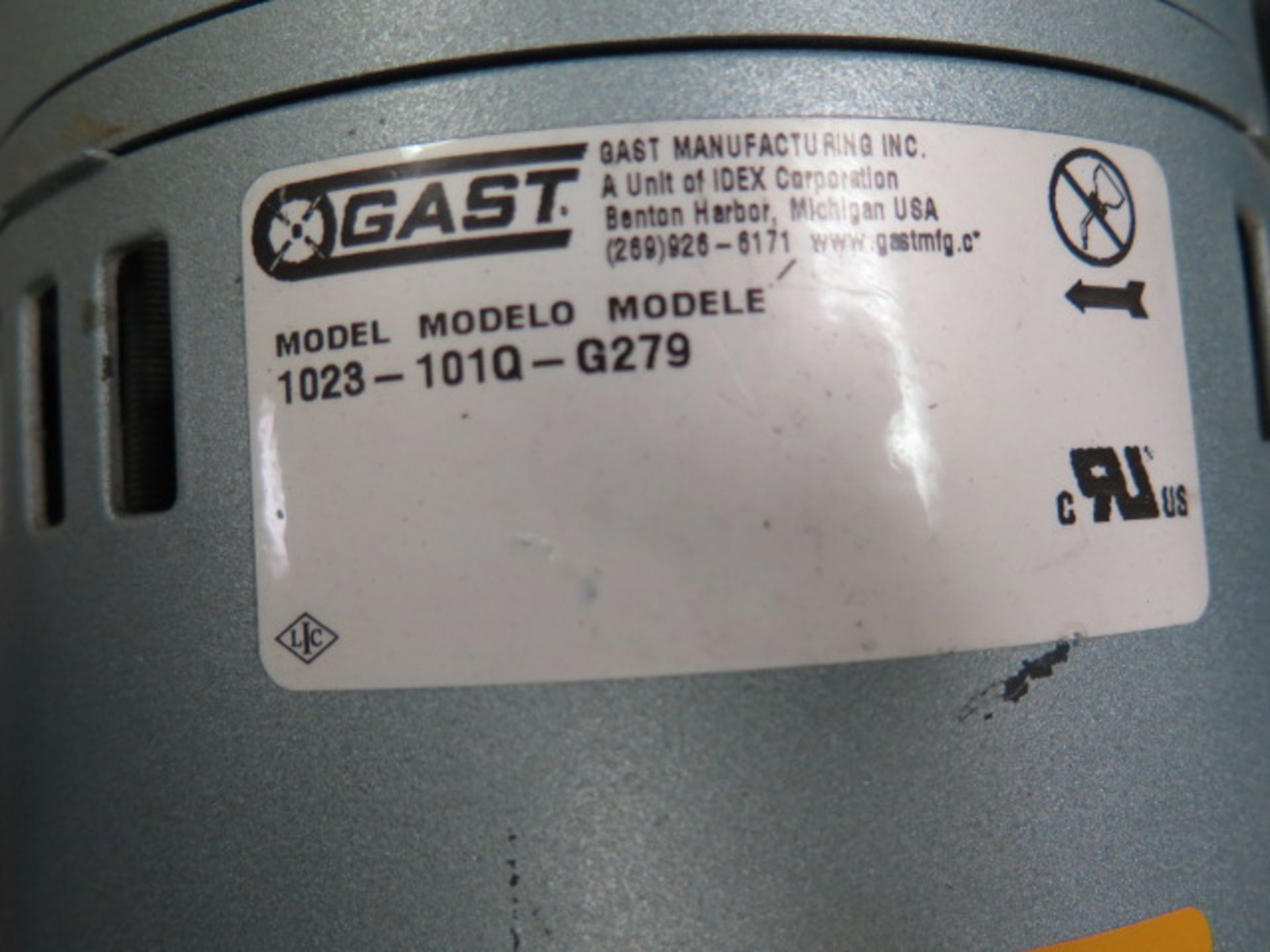 Gast mdl. 1023-101Q-G279 Vacuum Pumps (3) 3/4Hp 208-230/380-460V (SOLD AS-IS - NO WARRANTY) - Image 5 of 5
