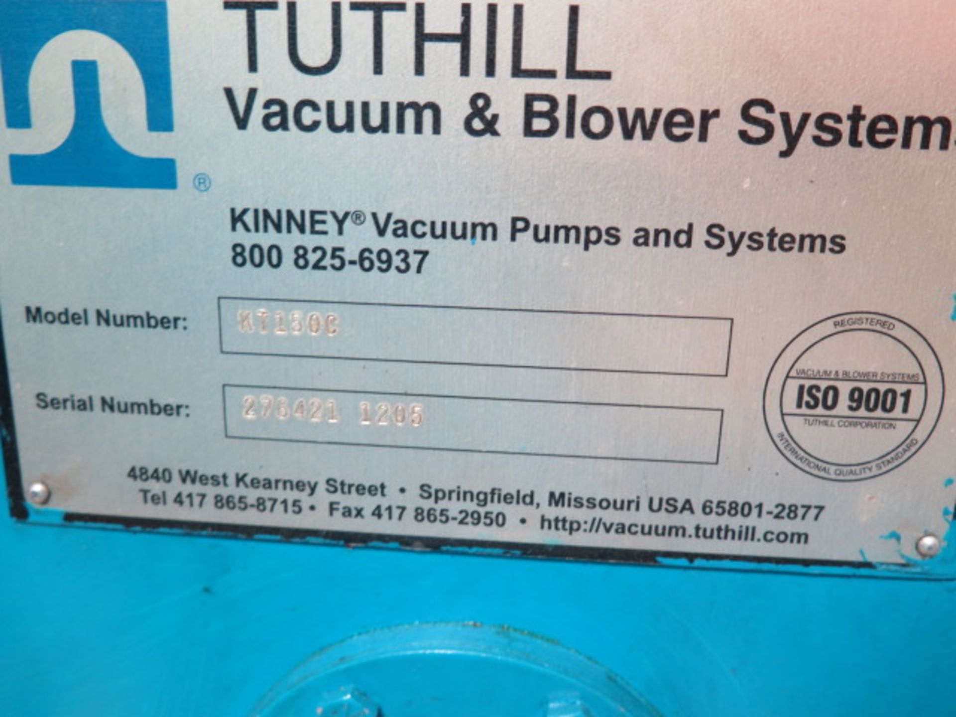 Kinney / Tuthill KT150C Vacuum Pump w/ 7.5Hp Motor, 3Hp Suction Motor (SOLD AS-IS - NO WARRANTY) - Image 7 of 7
