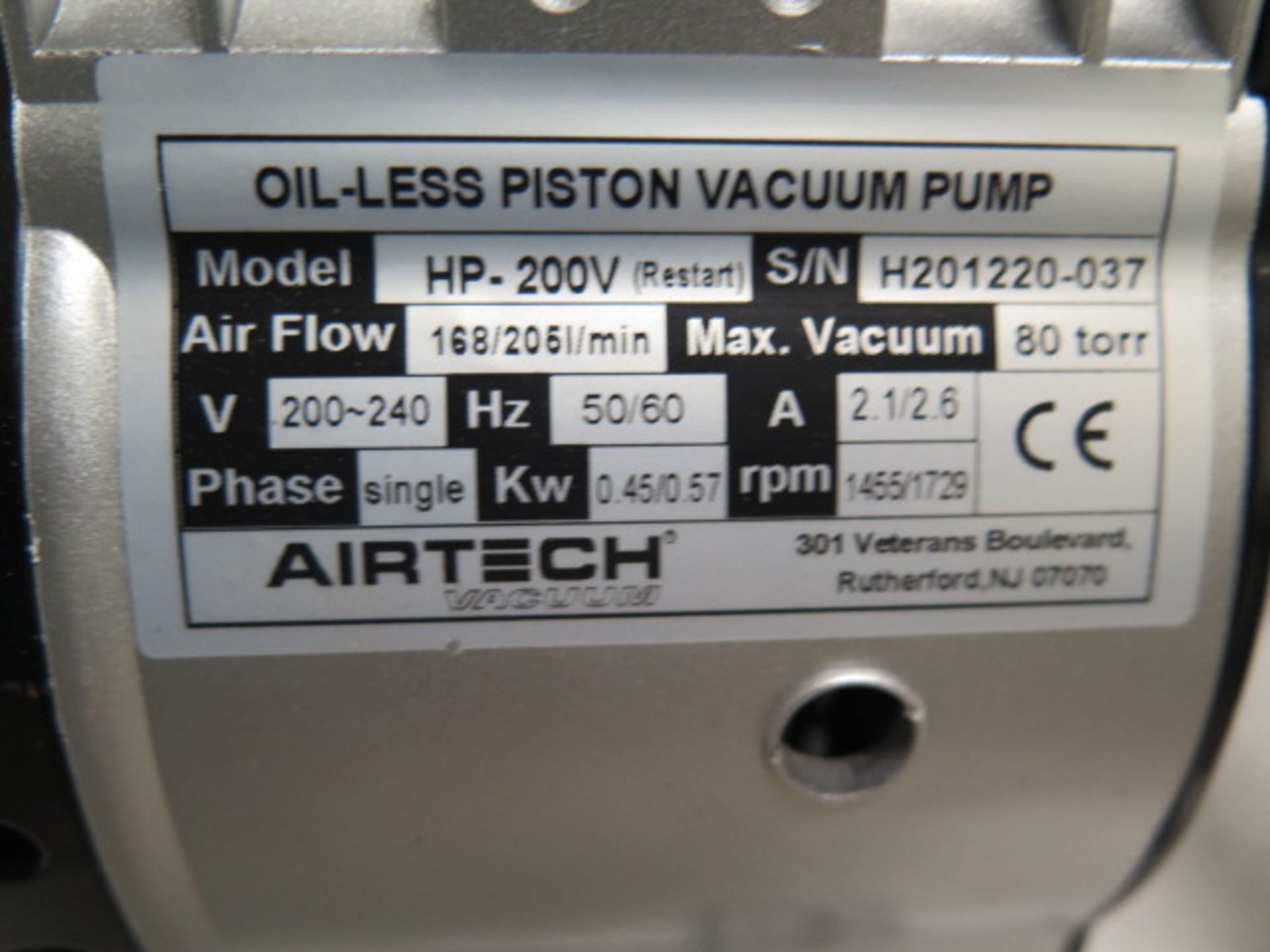 Airtech HP-200V 80 torr Vacuum Pumps (2) 200-240V (SOLD AS-IS - NO WARRANTY) - Image 7 of 7