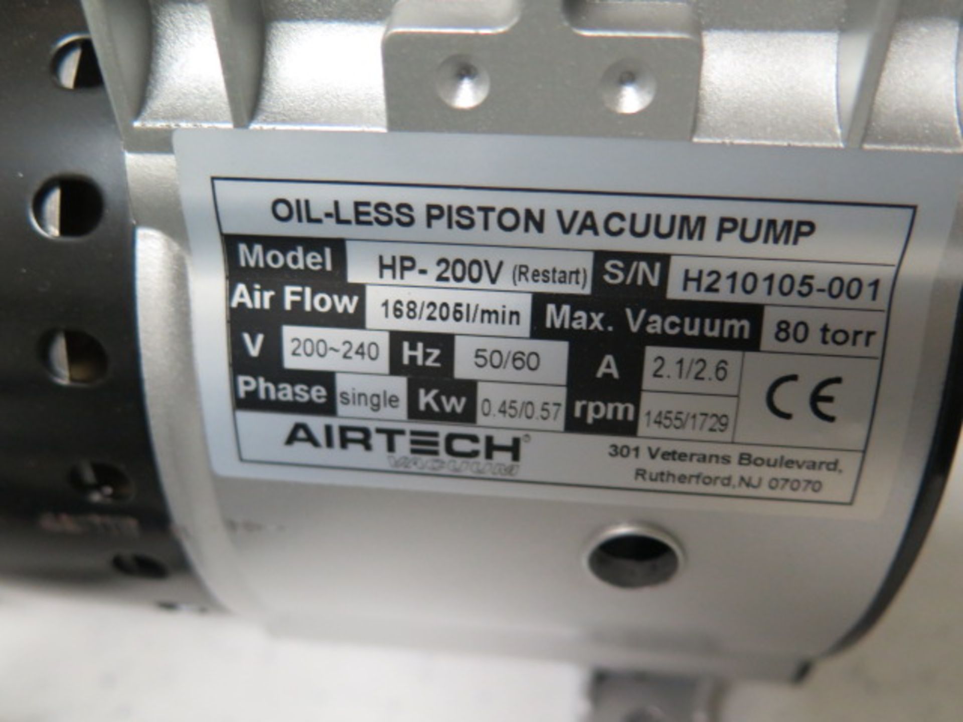 Airtech HP-200V 80 torr Vacuum Pumps (2) 200-240V (SOLD AS-IS - NO WARRANTY) - Image 5 of 5