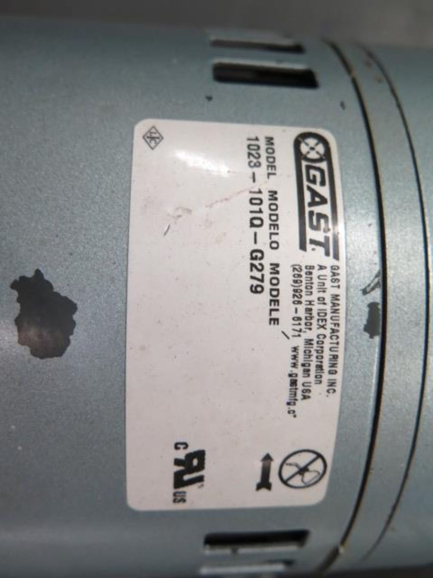 Gast mdl. 1023-101Q-G279 Vacuum Pumps (2) 3/4Hp 208-230/380-460V (SOLD AS-IS - NO WARRANTY) - Image 5 of 5