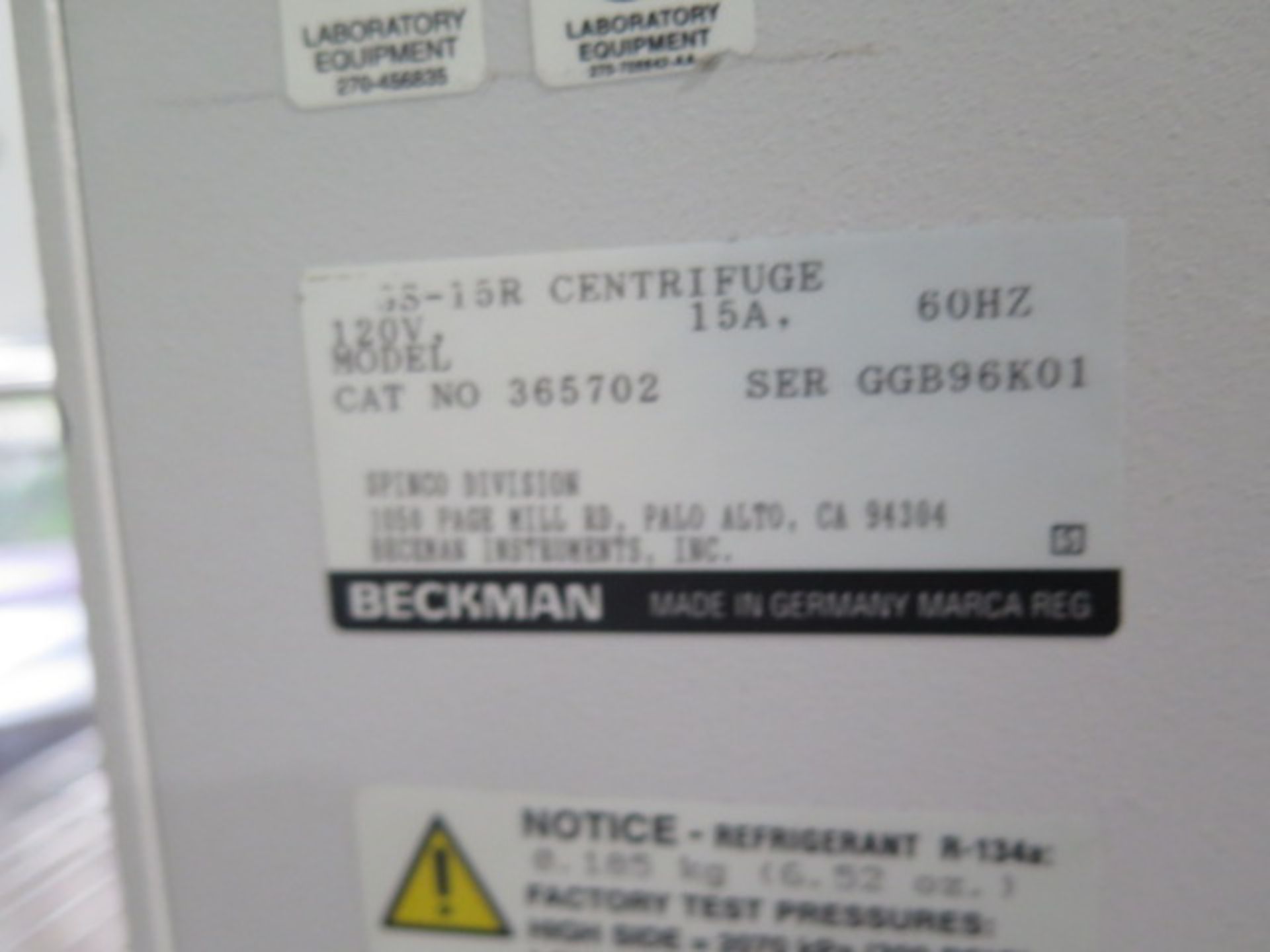 Beckman GS-15R Refrigerated Centrifuge s/n GGB96K01 (SOLD AS-IS - NO WARRANTY) - Image 9 of 9
