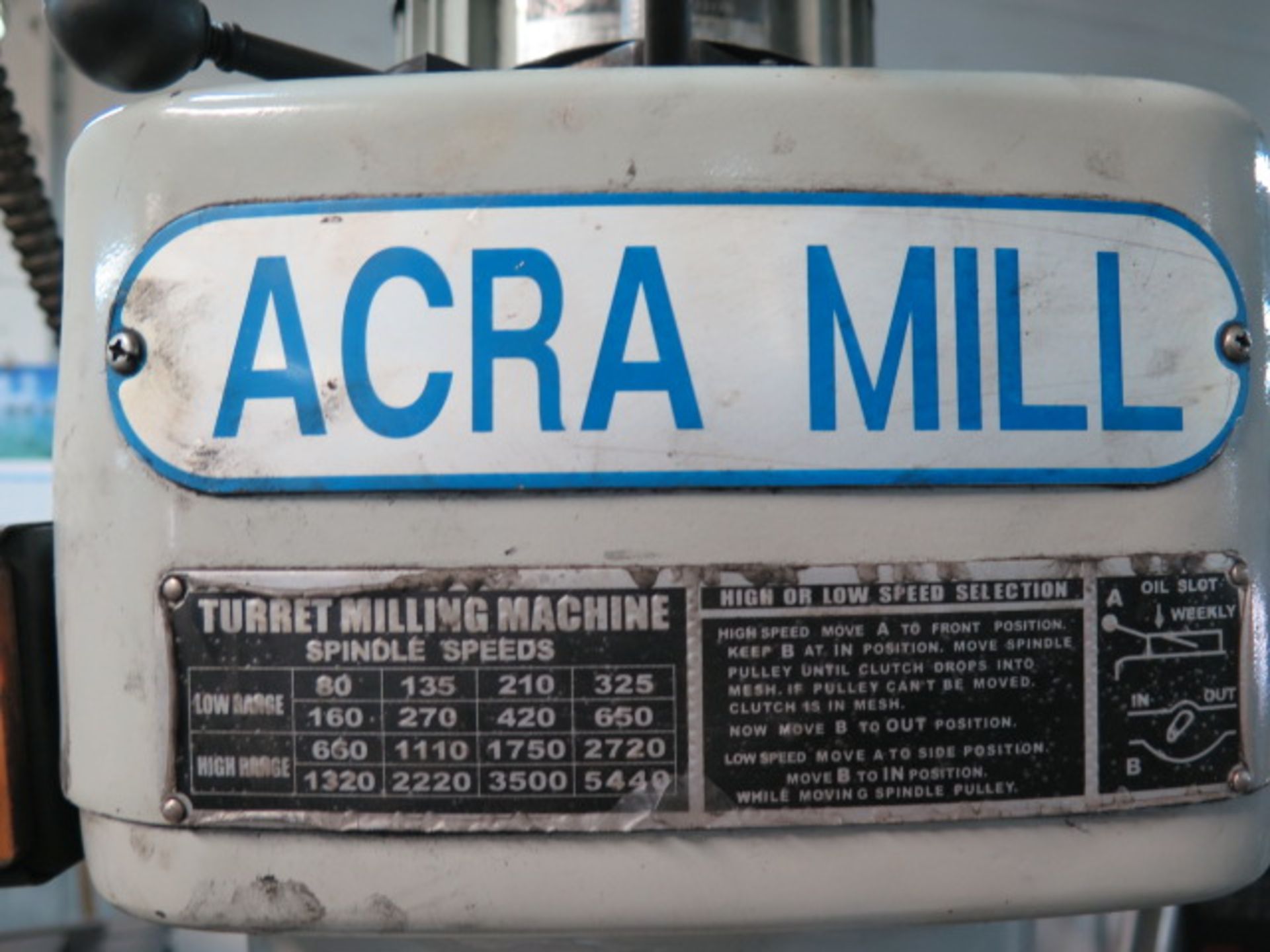 Acra Mill AM2S Vertical Mill s/n 1303151 w/ Sino SDS6-2V Programmable DRO, 3Hp Motor, SOLD AS IS - Image 5 of 15