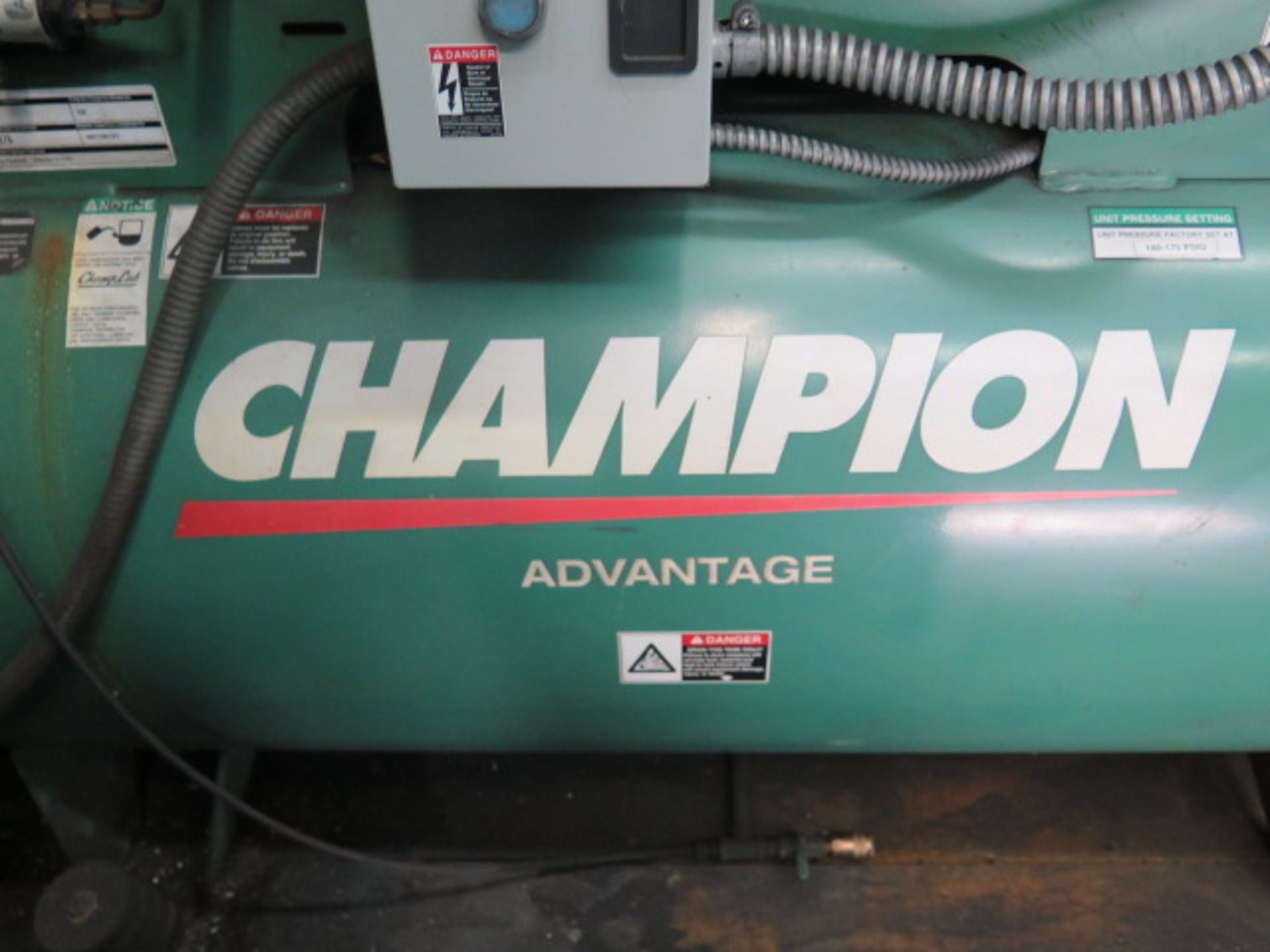 2017 Champion Advantage 7.5Hp Horizontal Air Compressor w/ 2-Stage Pump, 120 Gallon Tank (SOLD AS-IS - Image 3 of 12