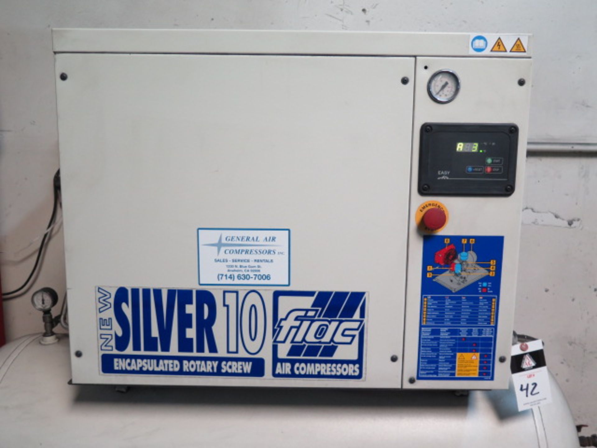 2017 Fiac “New Silver 10/300” Encapsulated Rotary Screw Air Compressor s/n BN9-43408, SOLD AS IS - Image 4 of 10