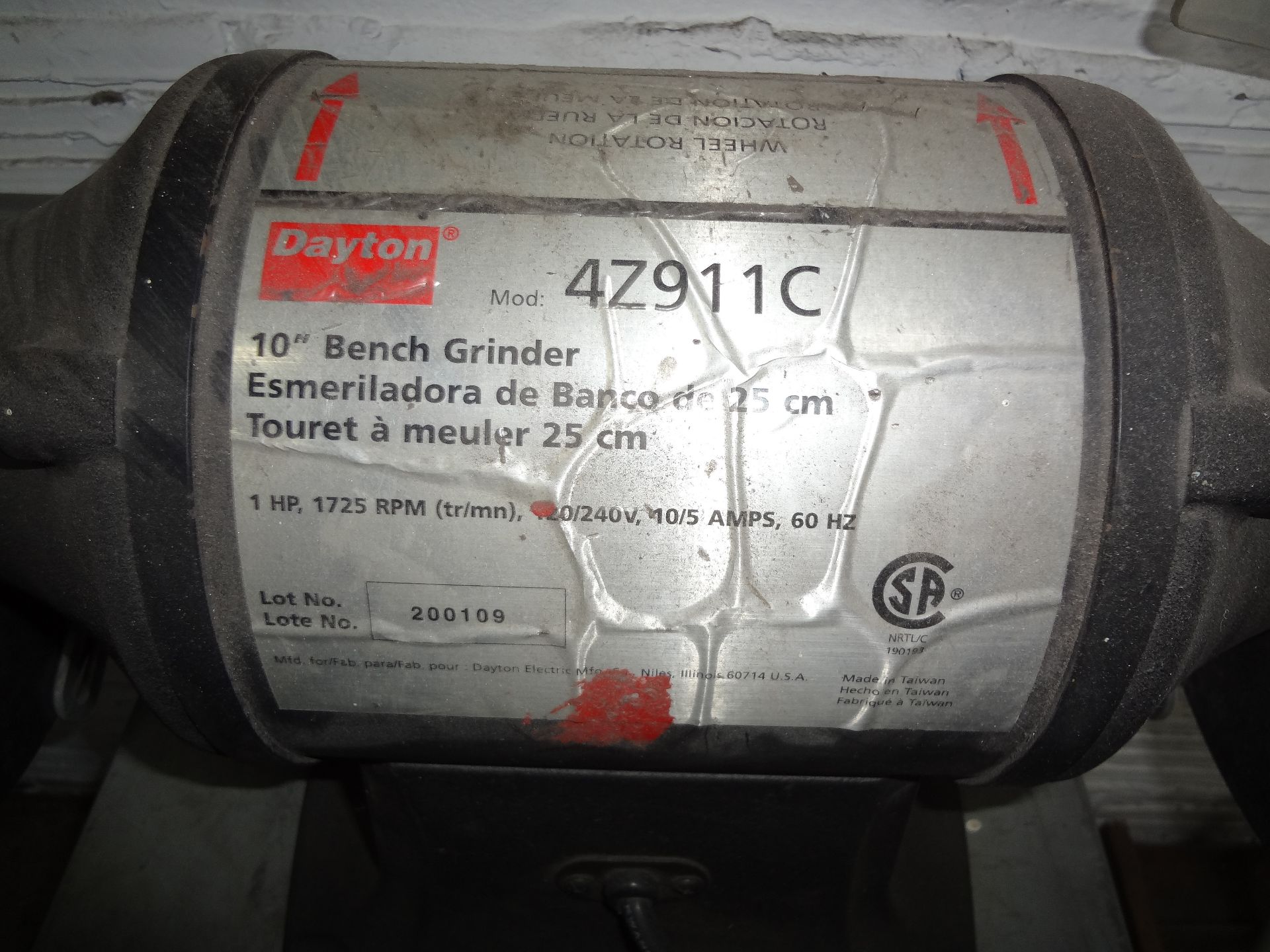 DAYTON MDL. 4Z911C 10" DOUBLE END GRINDER - Image 2 of 2