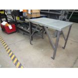 32-1/2" X 80" STEEL TABLE & 24" X 36" STEEL TABLE, W/ SHEET METAL TOPS