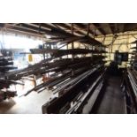 LOT DOUBLE SIDED MATERIAL RACK W/CONTENTS
