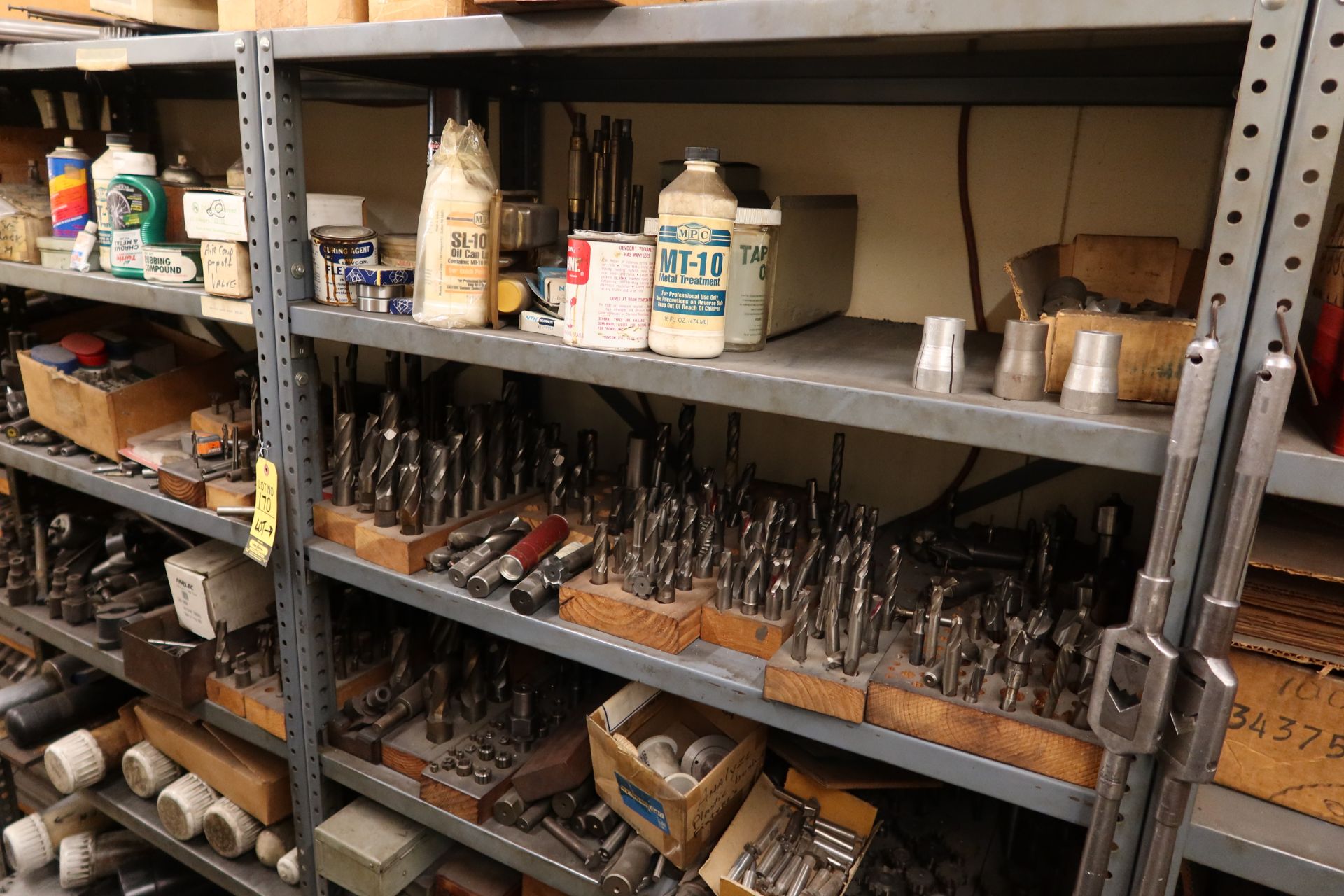 LOT 3-RACKS W/CONTENTS, END MILLS, DRILLS, COLLETS, ETC. - Image 5 of 8
