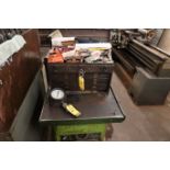 MACHINISTS TOOL BOX- LOADED- HONES, CUTTING TOOLS, TAPS, INSPECTION GAGES, ETC.