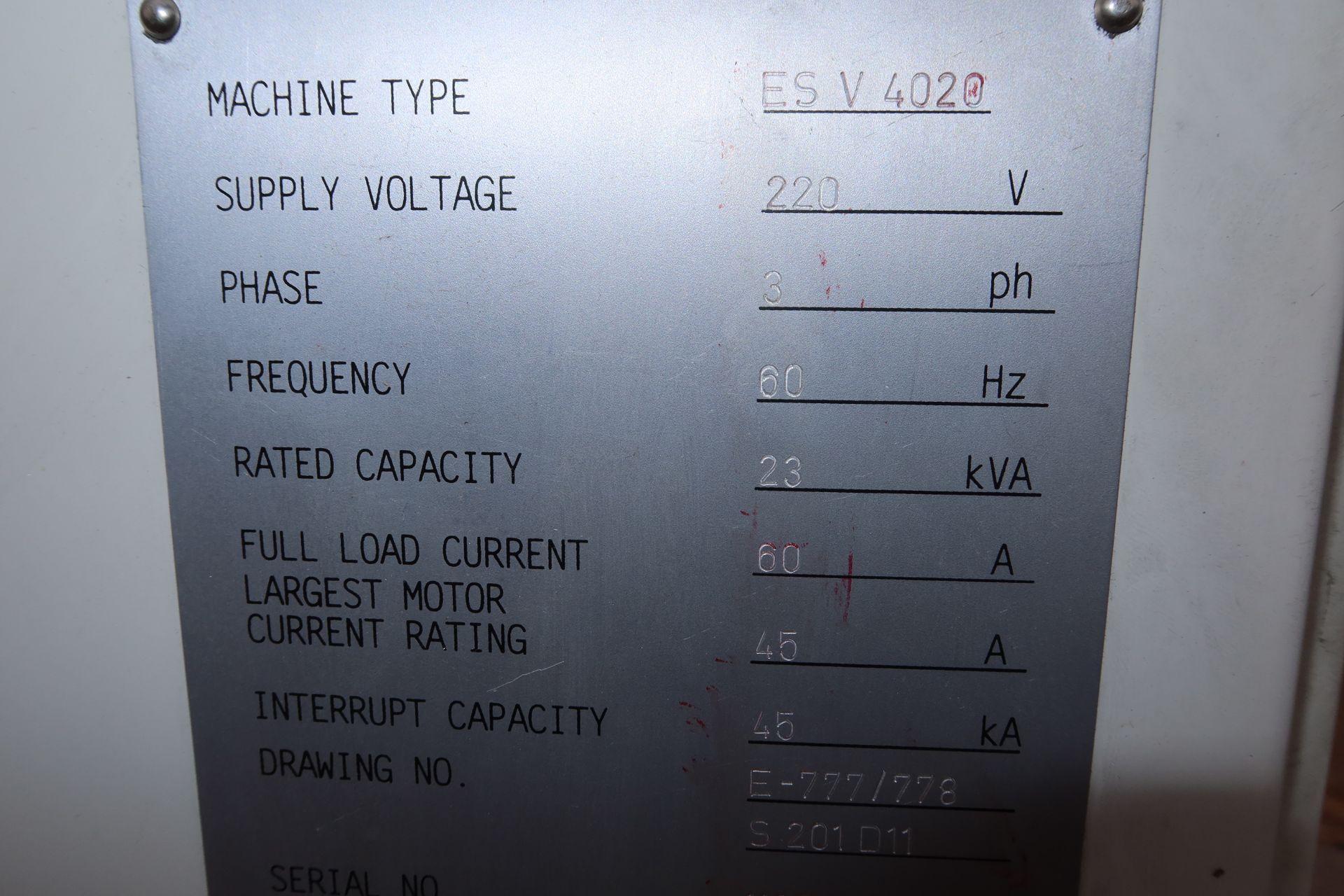 OKUMA ES V-4020 CNC VERTICAL MACHINING CENTER, SN. 1183 - Image 12 of 12