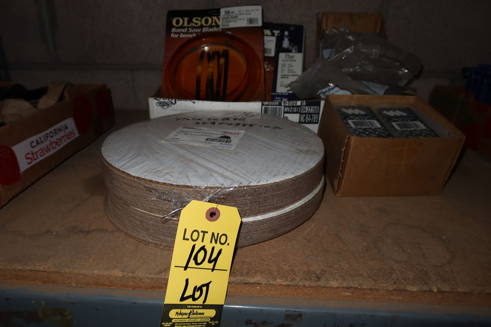 LOT ABRASIVES, BANDSAW BLADES, ETC