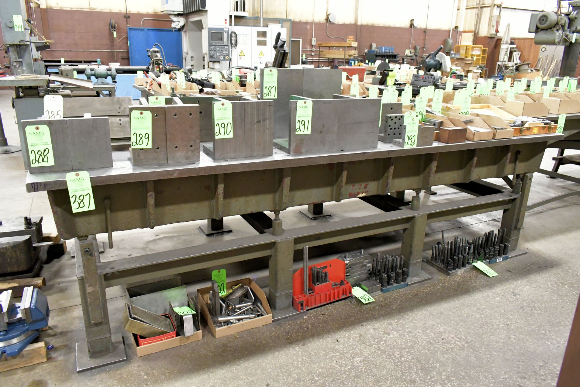 60" x 120" x 1 1/2" Cast Iron Surface Plate on Steel Stand, (Contents Not Included), (Not to Be