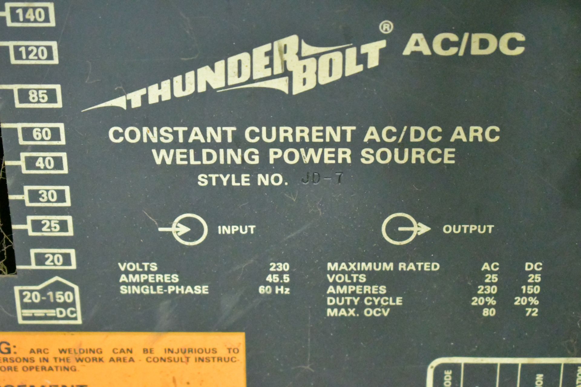 Miller Thunderbolt Style JD-7, AC/DC, 230-Amps AC, 150-Amps DC, CC AC/DC Arc Welder, S/n N/a, with - Bild 2 aus 2