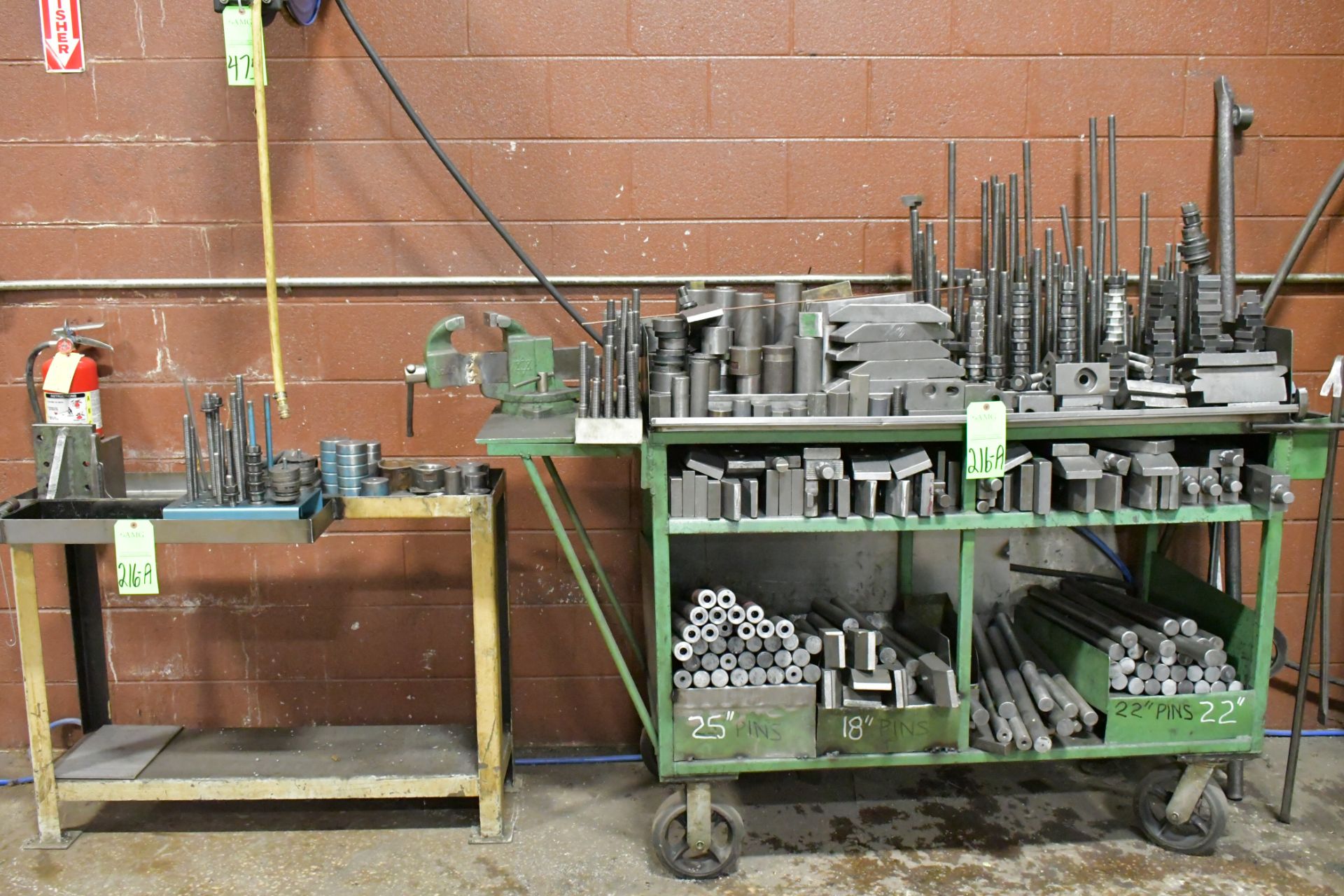 Lot-Large Press Hold Down Tooling with Bench and Cart