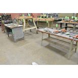 Lot-(2) Benches, (2) Carts, and (2) C-Clamps Storage Racks, (Contents Not Included), (Not to Be