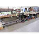 Lot-(4) Various Work Benches with (2) Bench Vises in (1) Row and (1) Work Bench Against the Wall, (