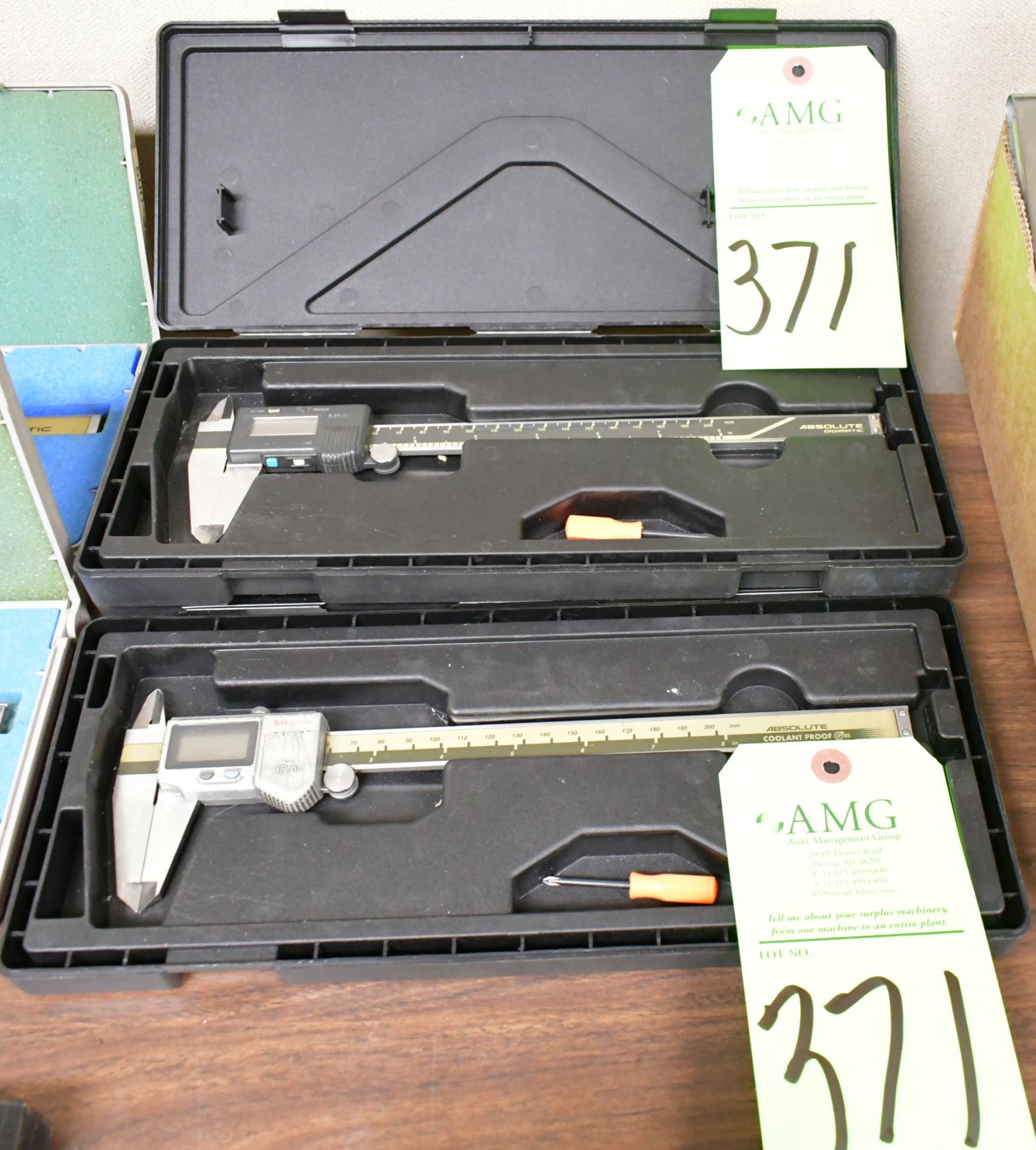 Lot-(2) Mitutoyo Absolute 8" Digital Calipers with Cases