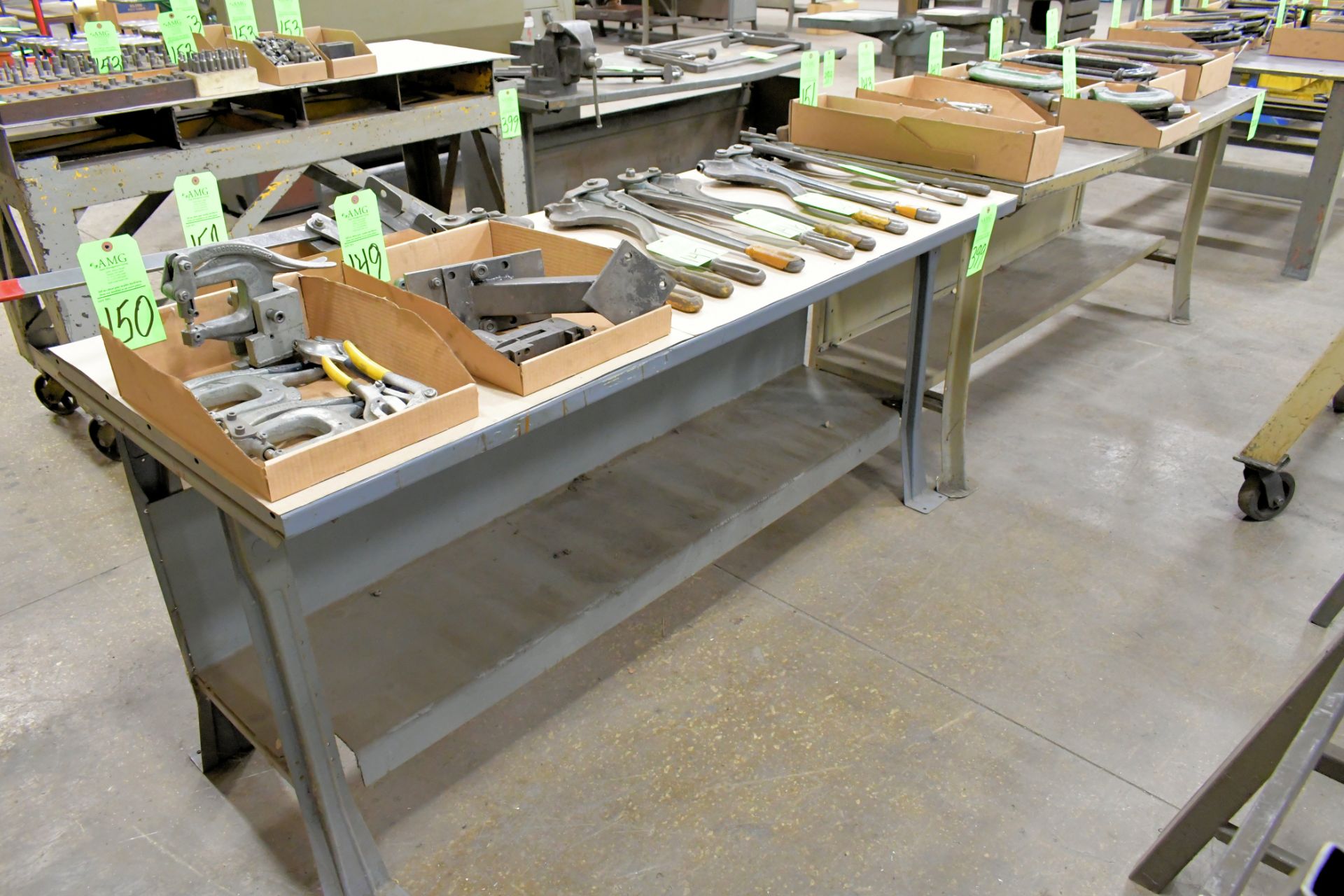 Lot-(3) Benches, and (1) Rolling Layout Table, (Contents Not Included), (Not to Be Removed Until