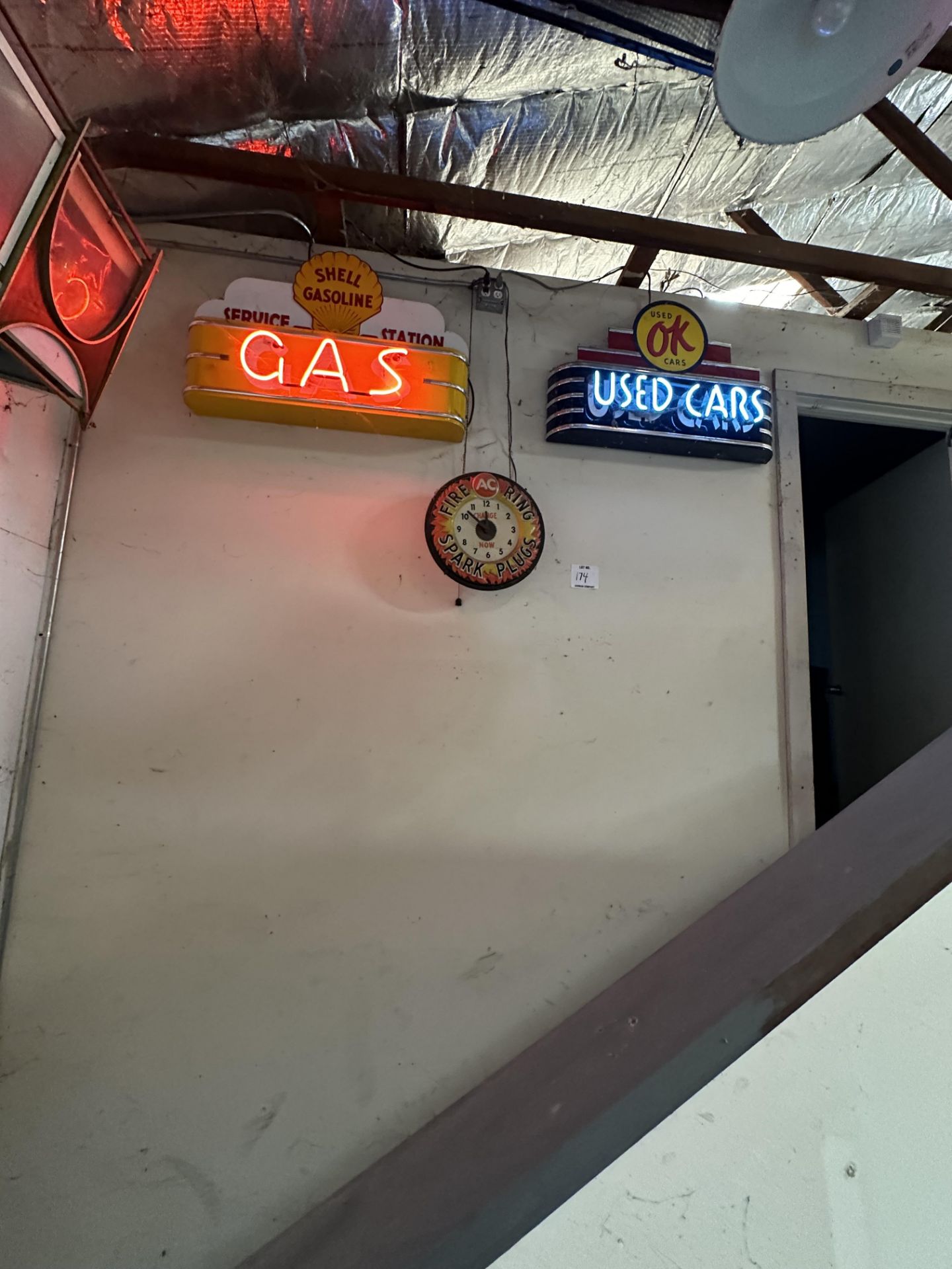 Hamms, shell gas, ace clock used ok cars neon signs