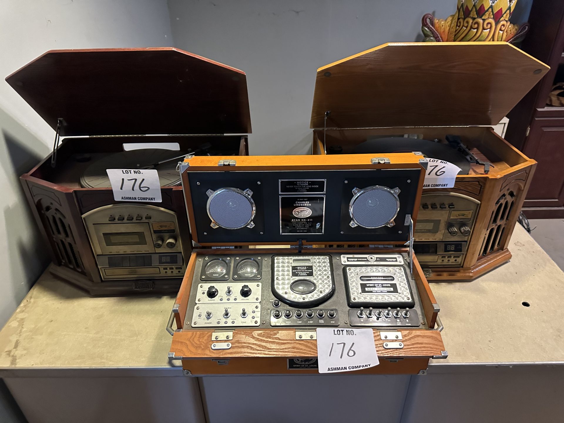 3 antique record players