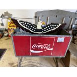 Coca-Cola iced tub with miscellaneous sign cloth, signs and clocks