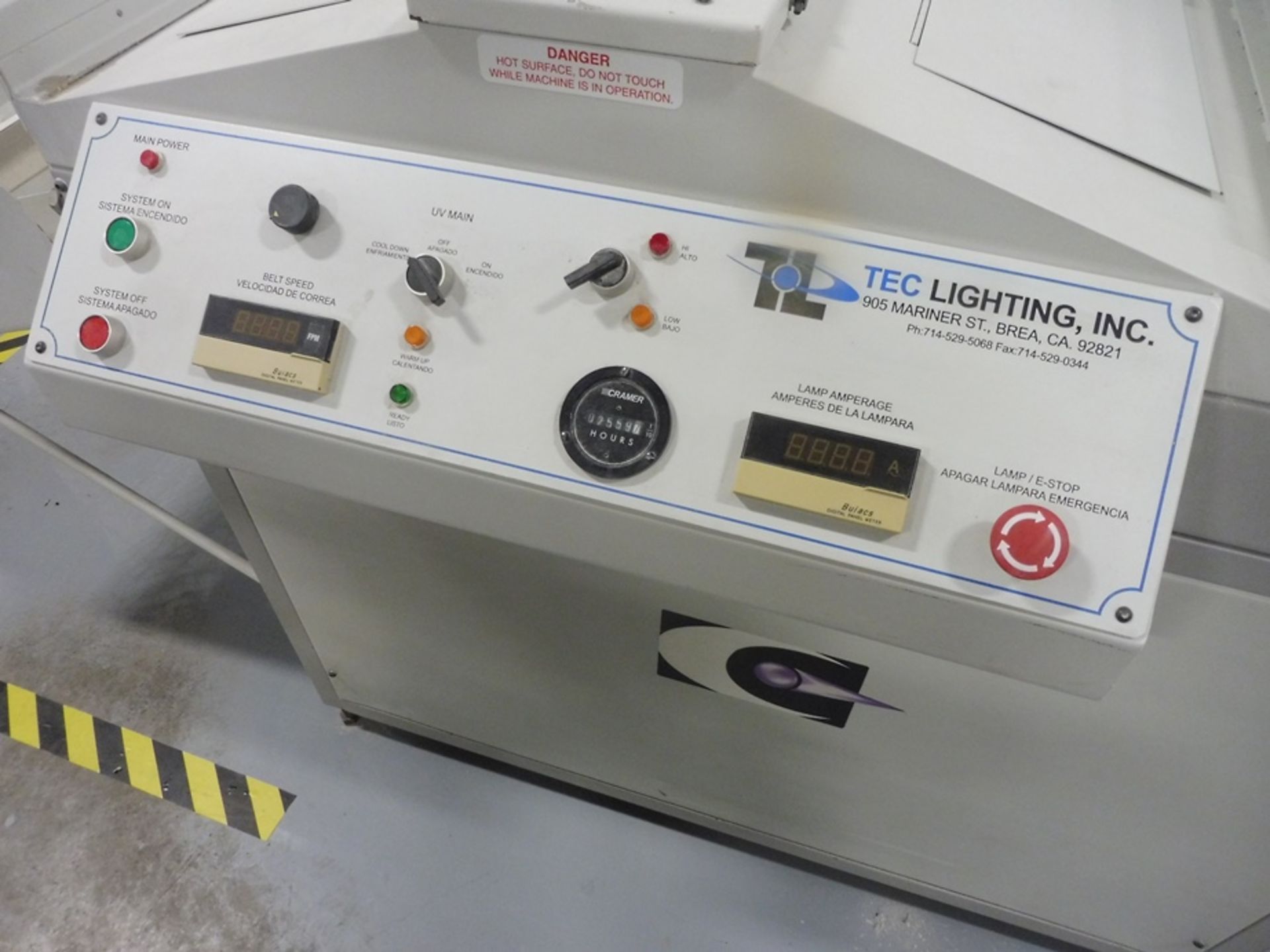 TEC LIGHTING "TC2421-1-11-A" UV Dispersion Coater/ Conveyor/Dryer, S/N: CON-1100, 21" Capacity, UV - Image 5 of 6