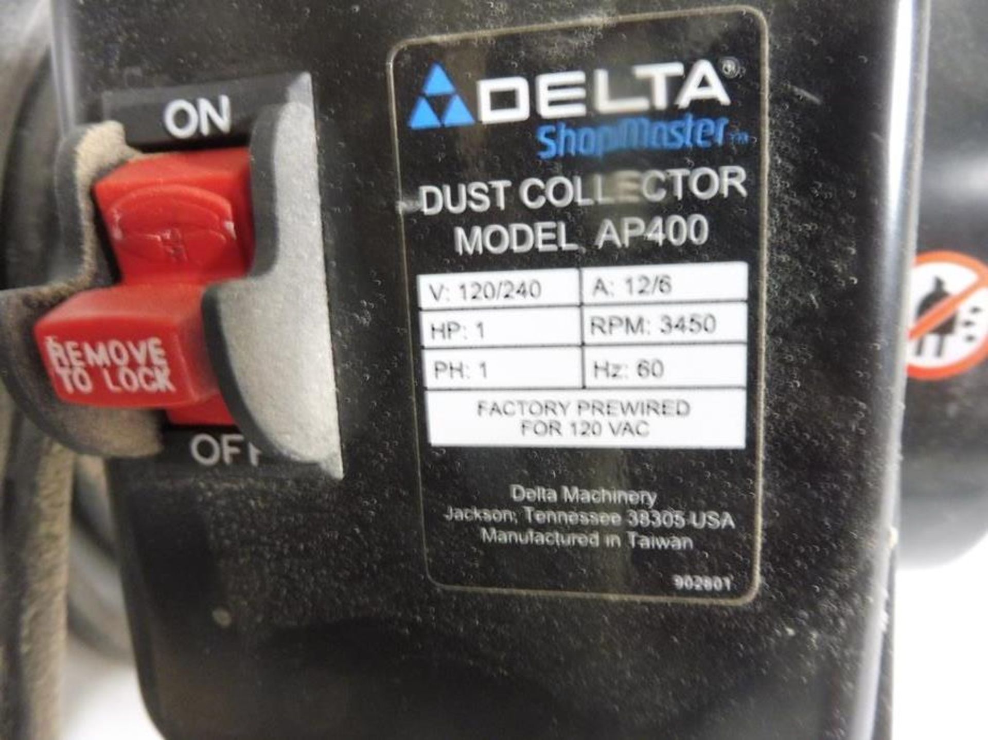 DELTA "AP-400" Single Cylinder Dust Collector, 1 HP Motor, (North York Facility) - Image 2 of 2