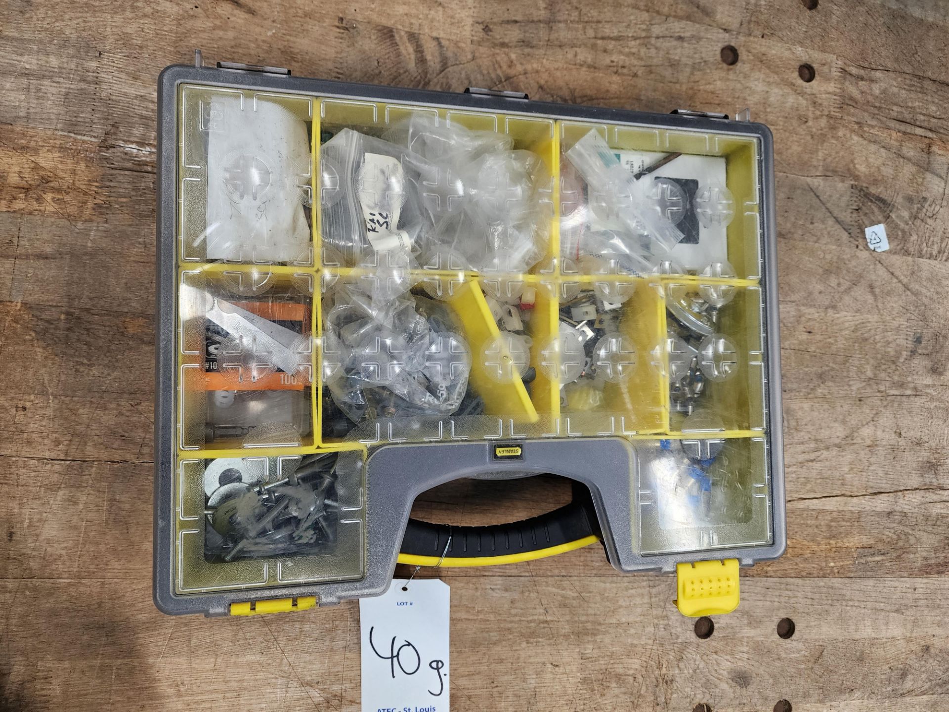 Stanley Tool Box w/Misc Screws, Clamps, Rivets, Etc