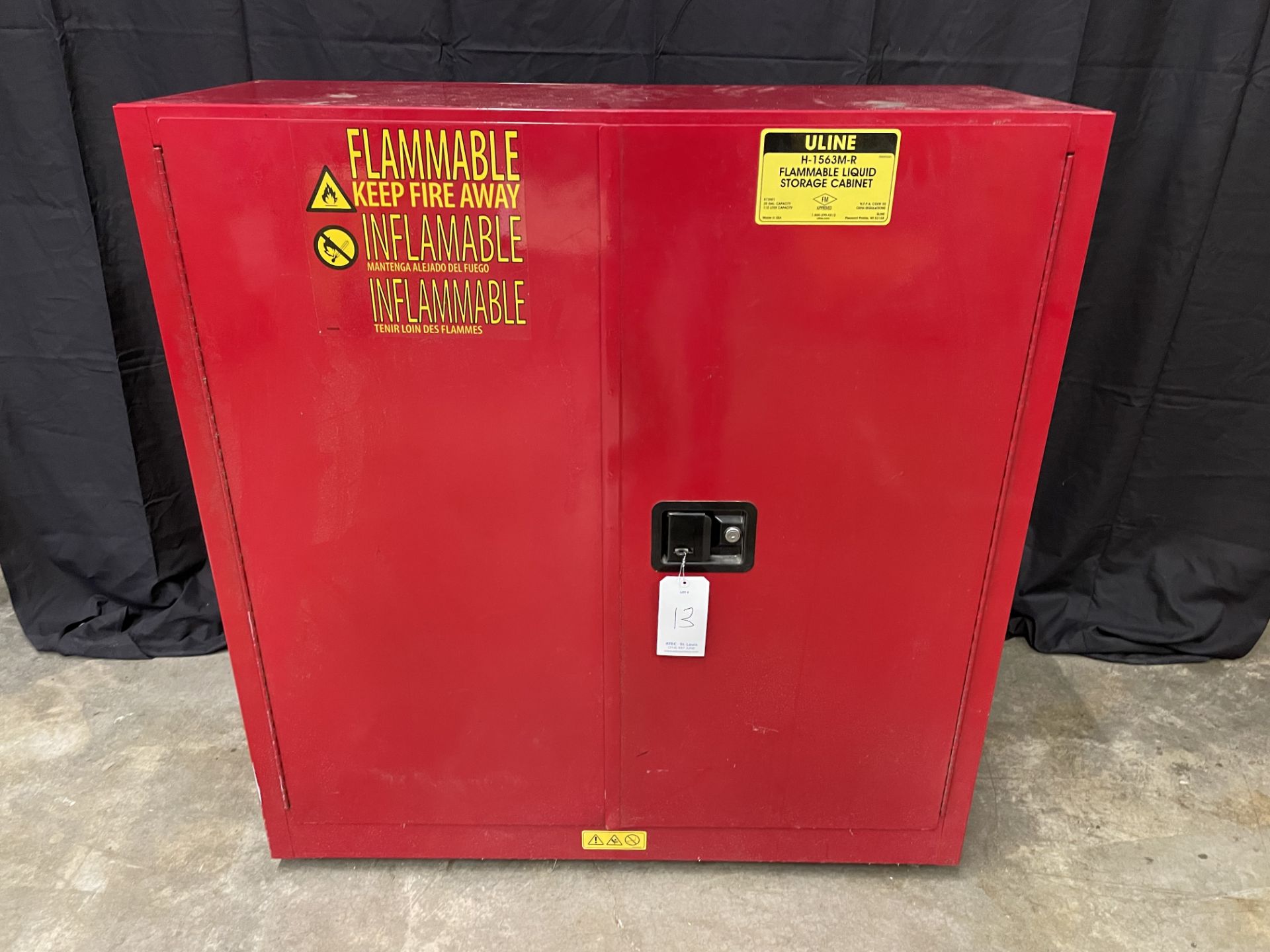 Uline Model H-1563M-R Flammable Liquid Storage Cabinet, 30 Gallon/115 Liter Capacity