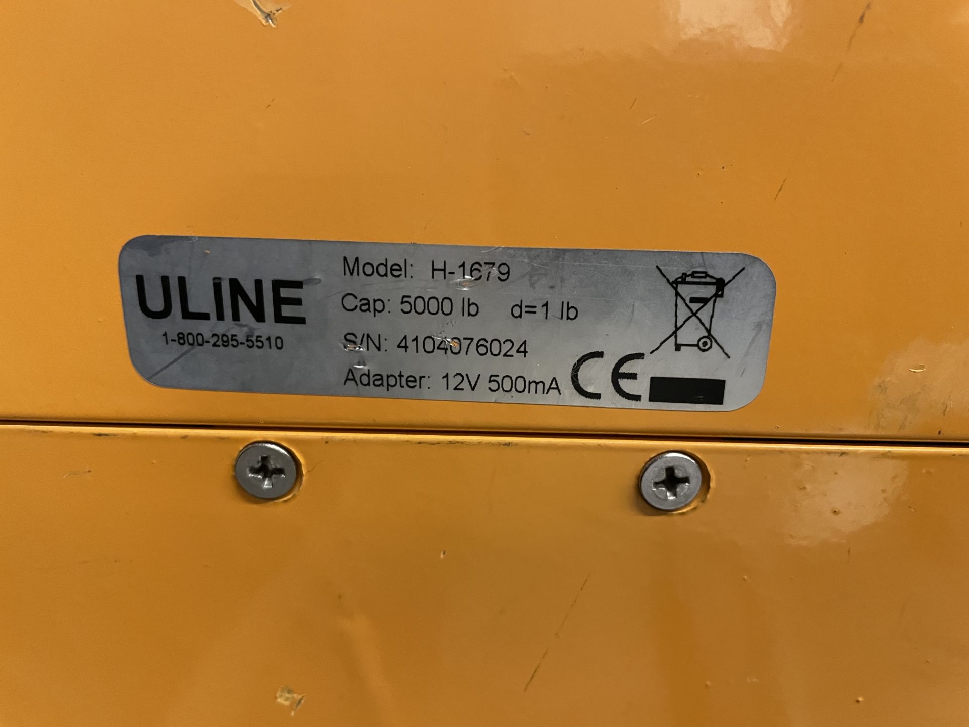 U-Line Model H-1679 Electric Pallet Jack w/Scale, 5,000-Lb Capacity, w/12-Volt Adapter, S/N - Image 4 of 5