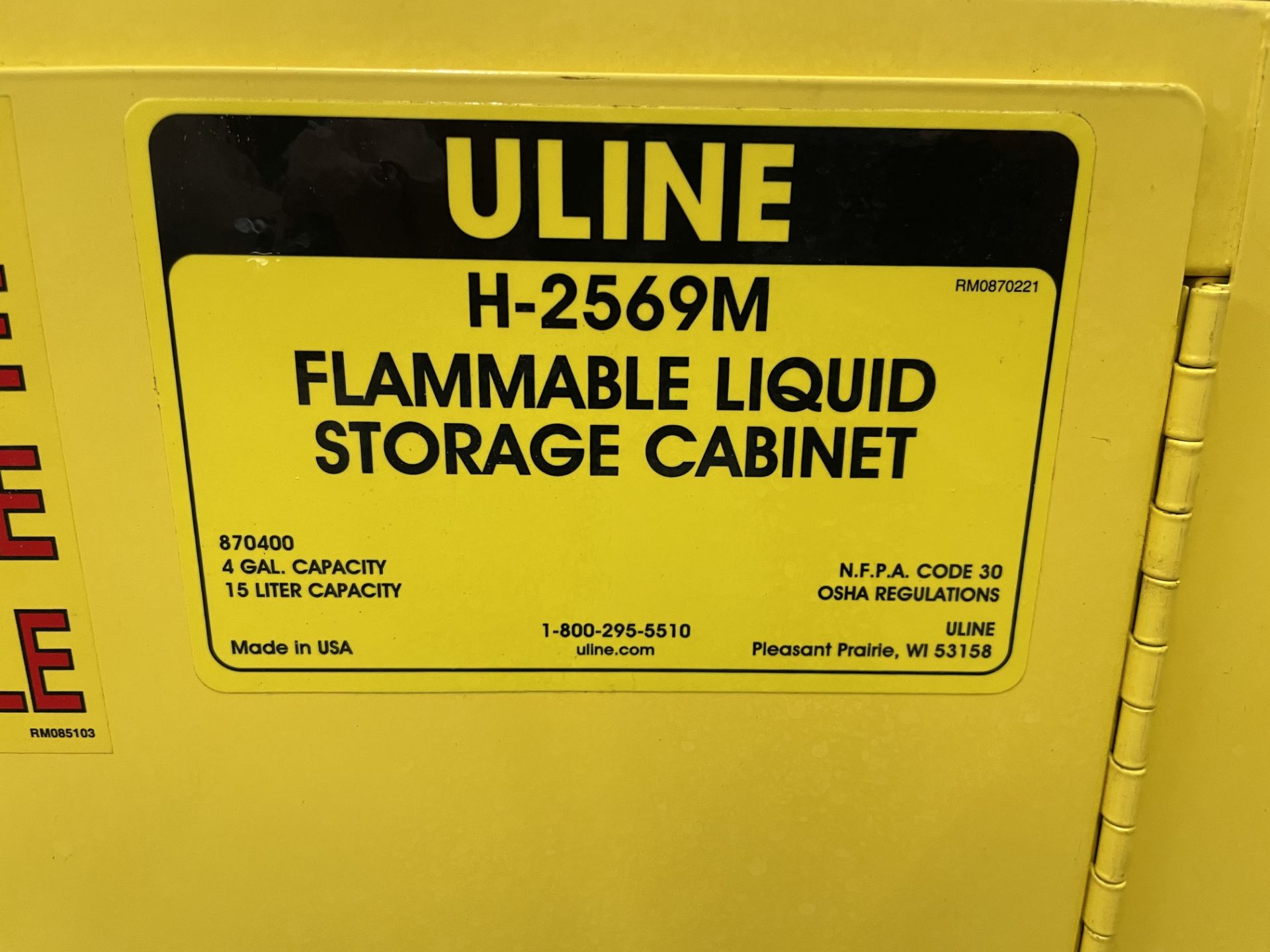 Uline Model H-2569M Countertop Flammable Liquid Storage Cabinet, 4 Gallon/15 Liter Capacity - Image 2 of 3