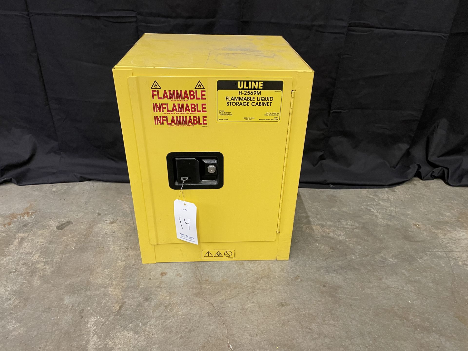 Uline Model H-2569M Countertop Flammable Liquid Storage Cabinet, 4 Gallon/15 Liter Capacity