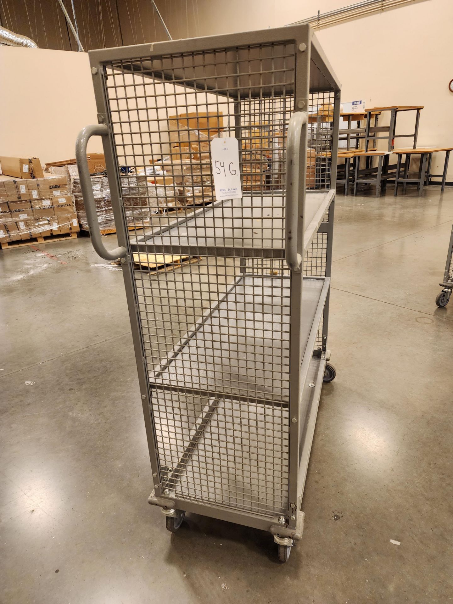 3-Tier Rolling Caged Cart - Image 2 of 3