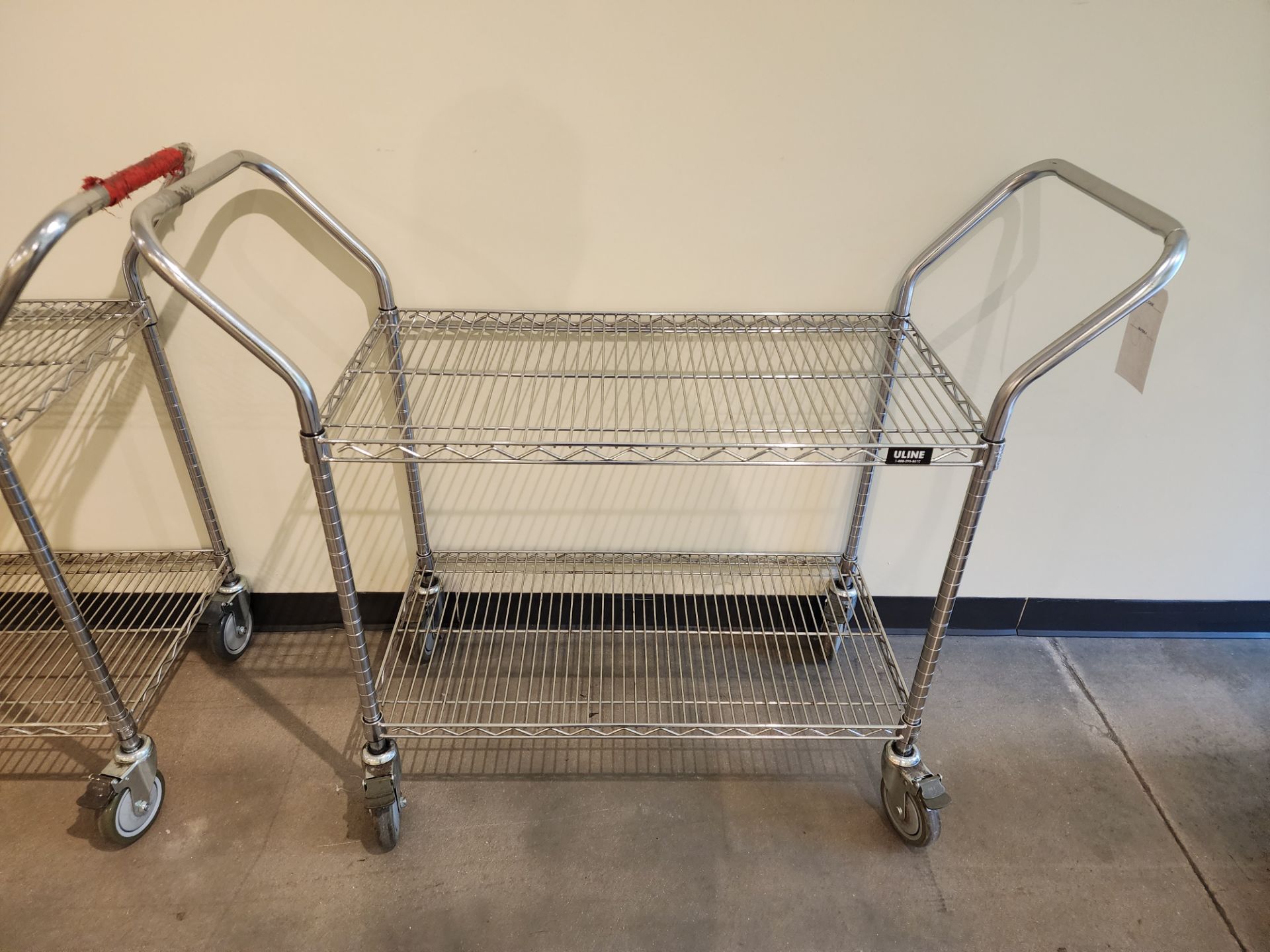 Lot of (5) U-Line 2-Tier Rolling Wire Carts - Image 2 of 6